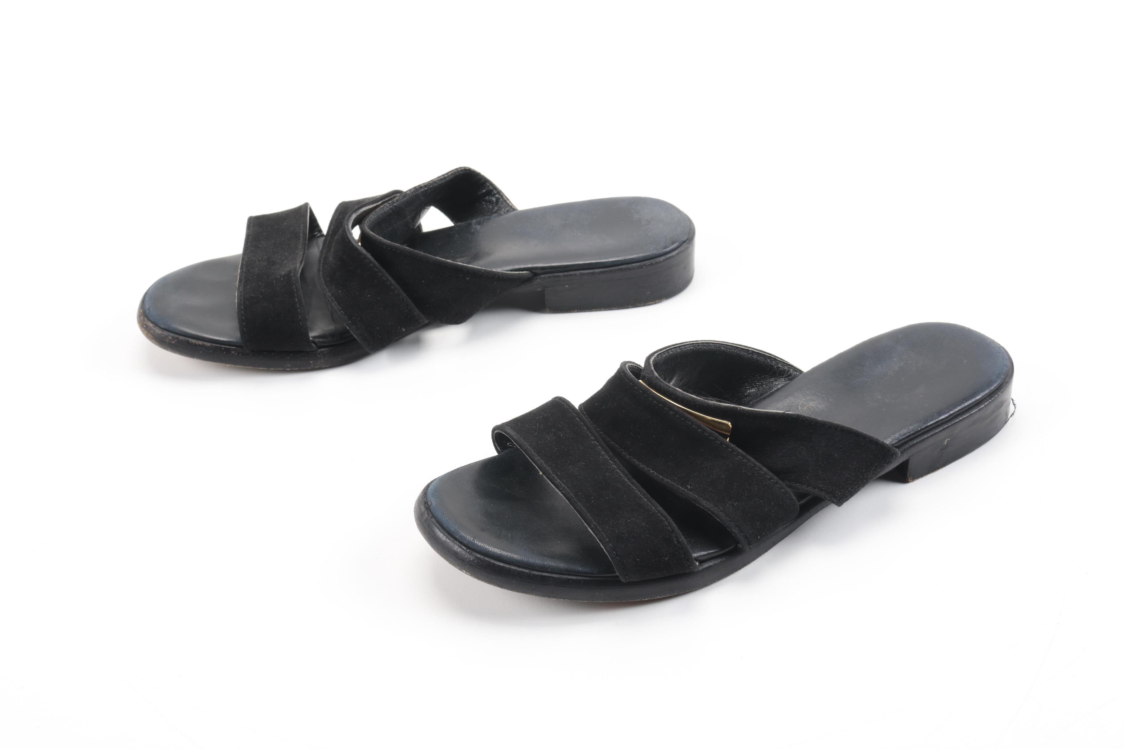 Chanel Black Suede Sandals