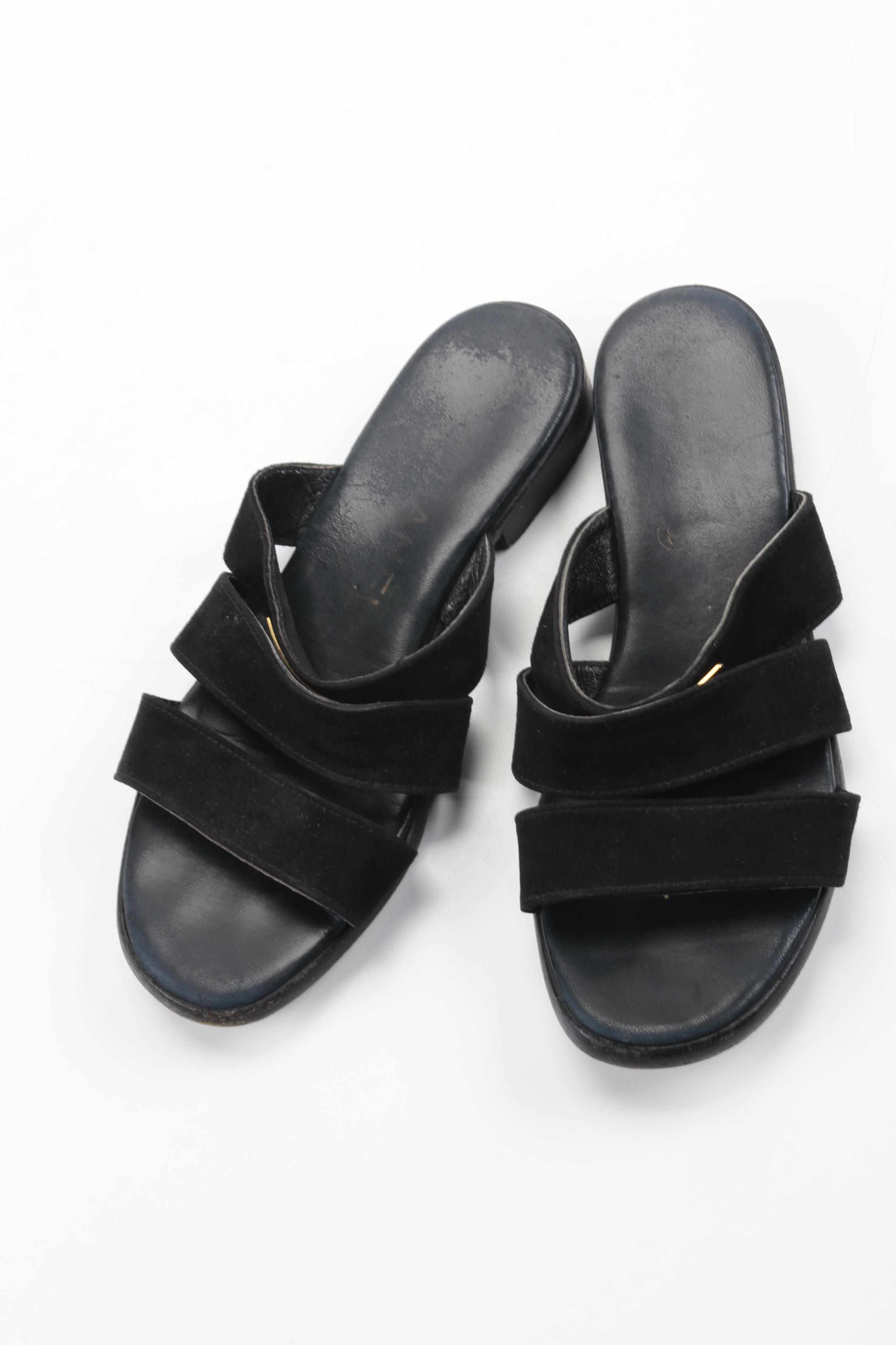 Chanel Black Suede Sandals