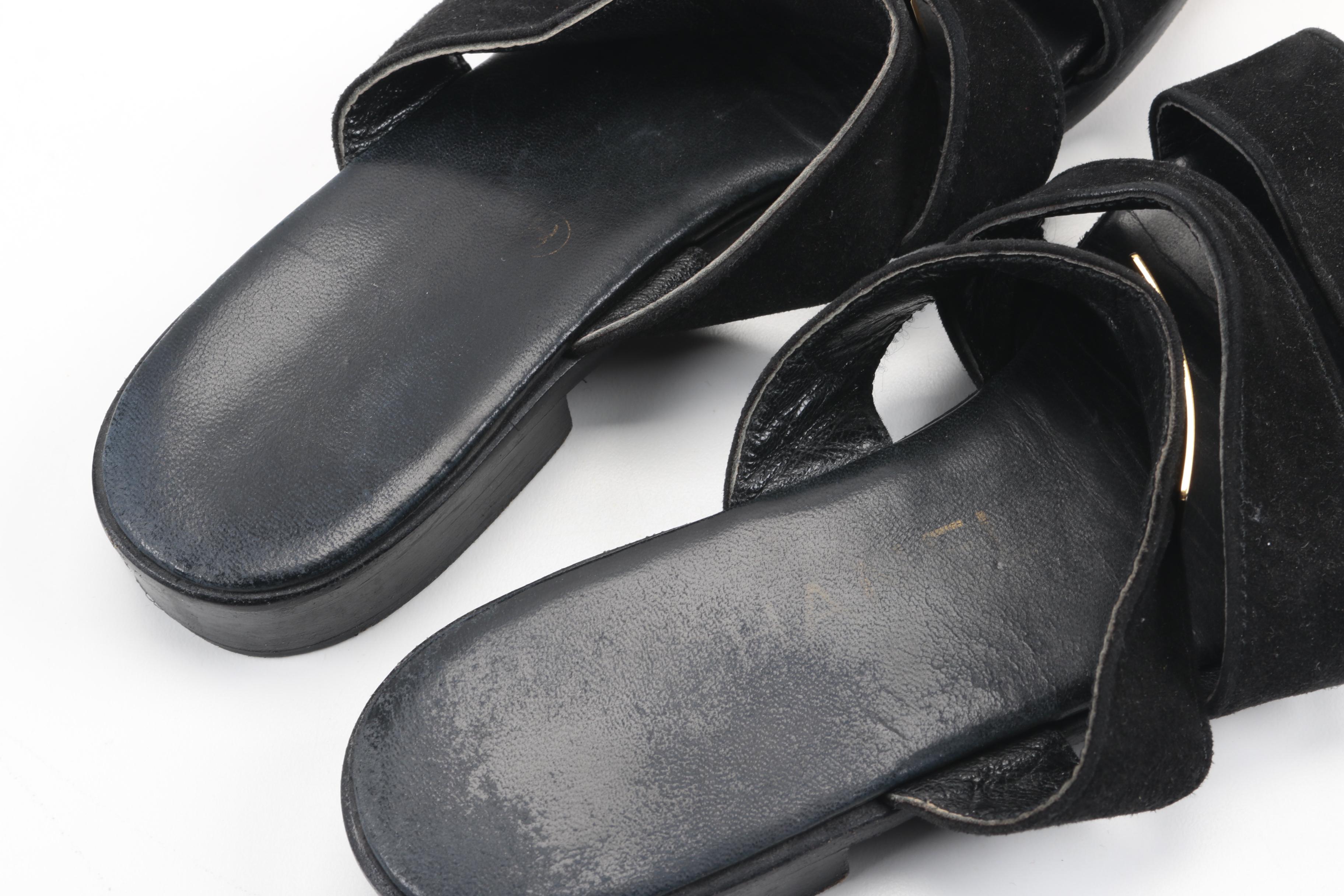 Chanel Black Suede Sandals