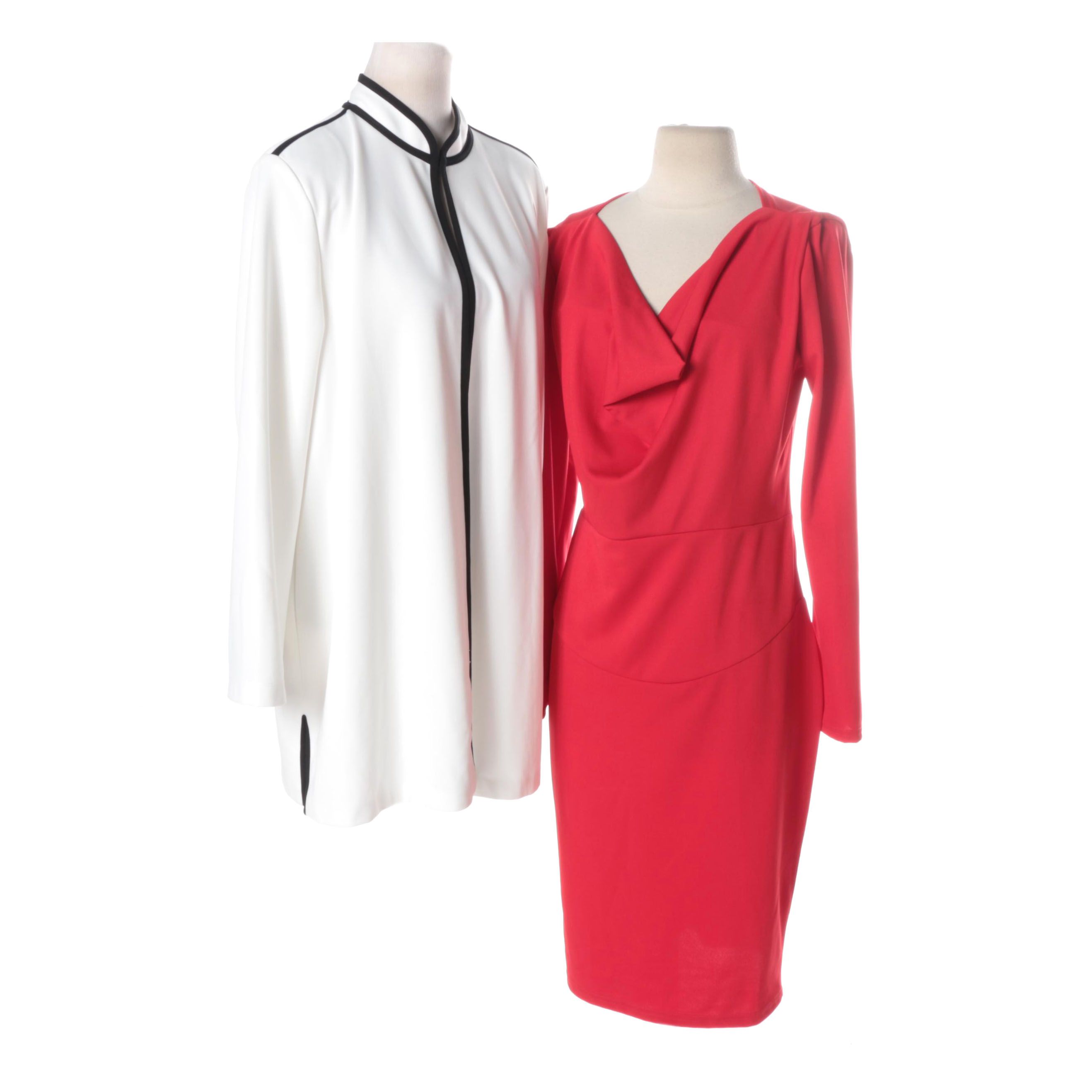 Pepe Runa Red Dress and White Blazer