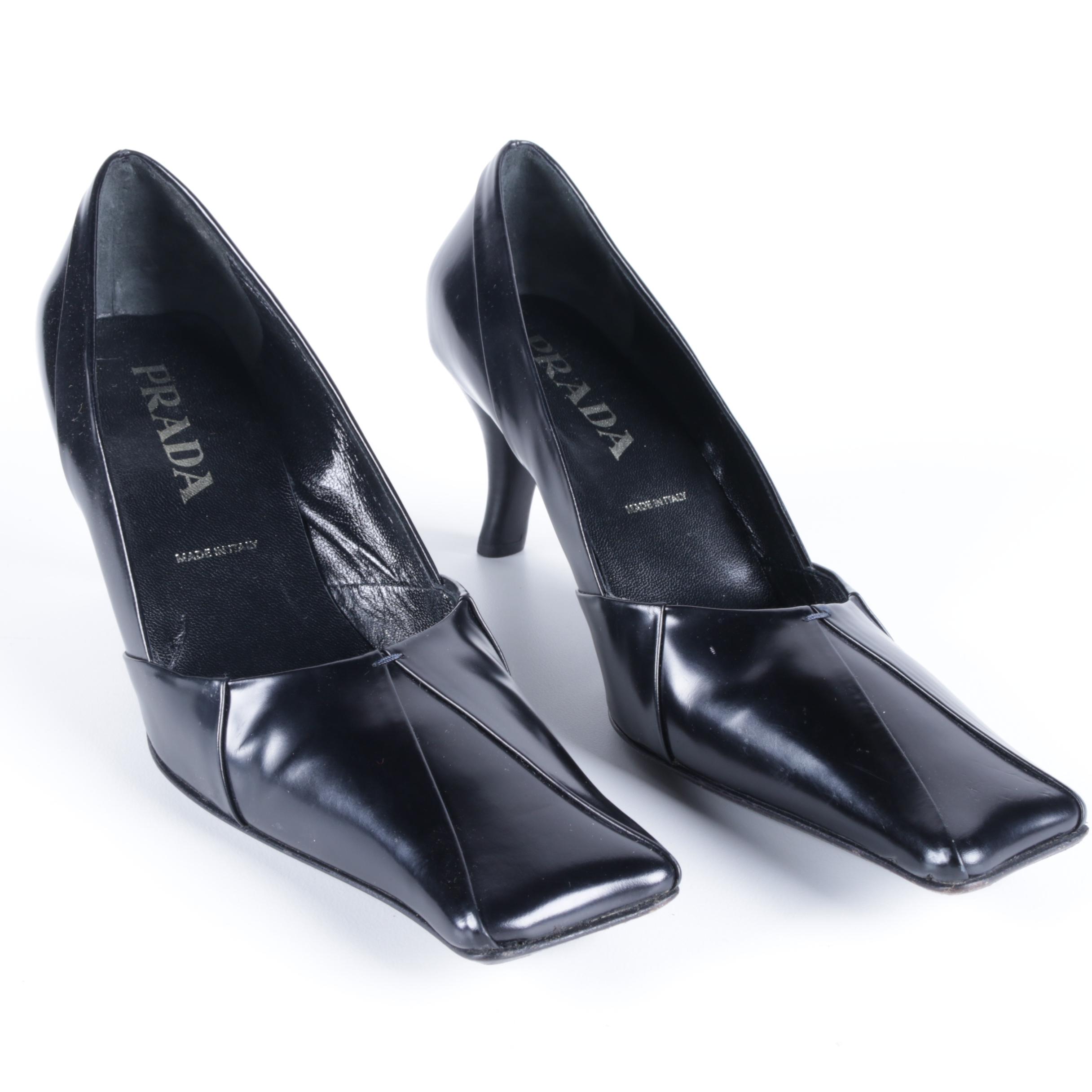 Prada Black Leather Heels