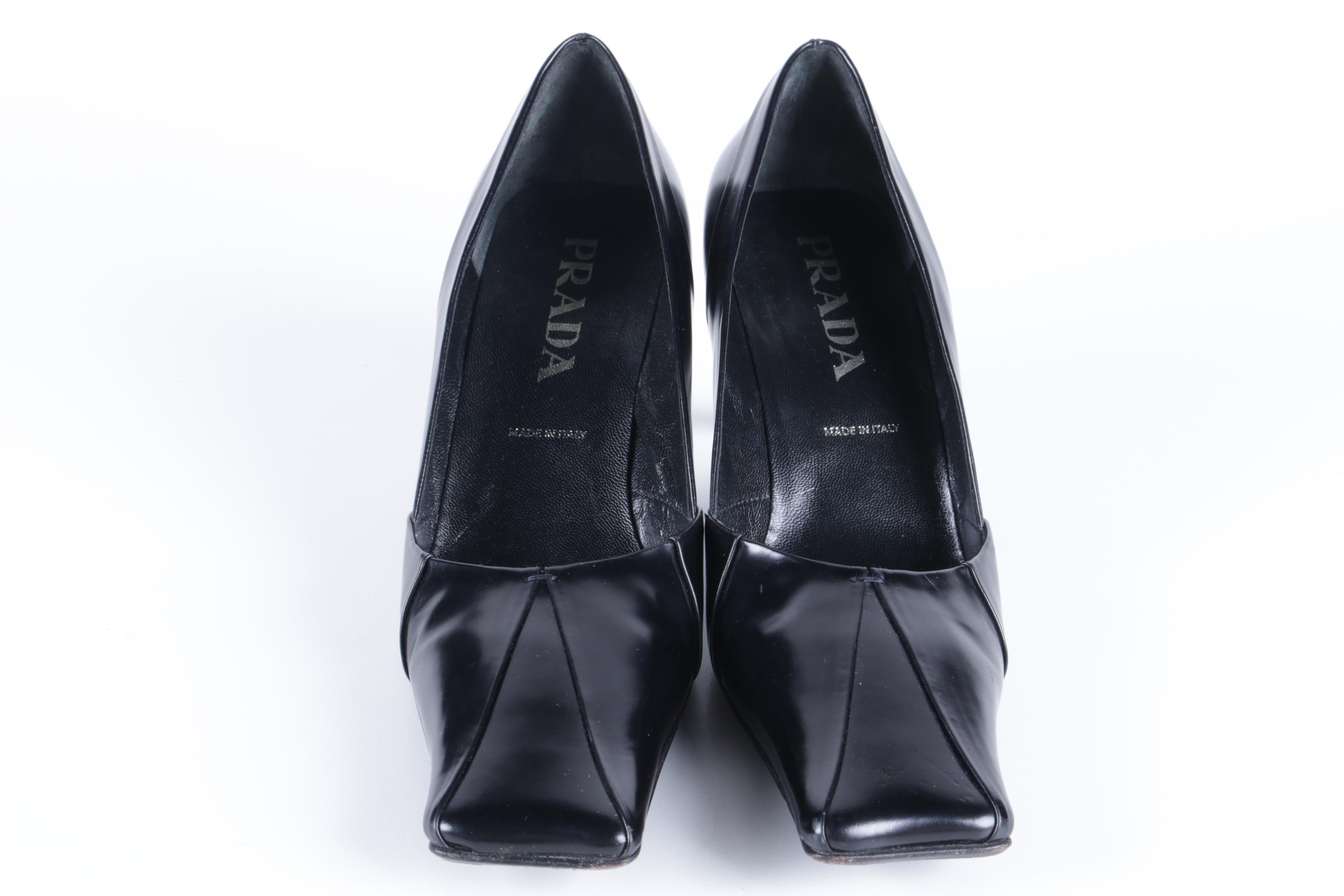 Prada Black Leather Heels