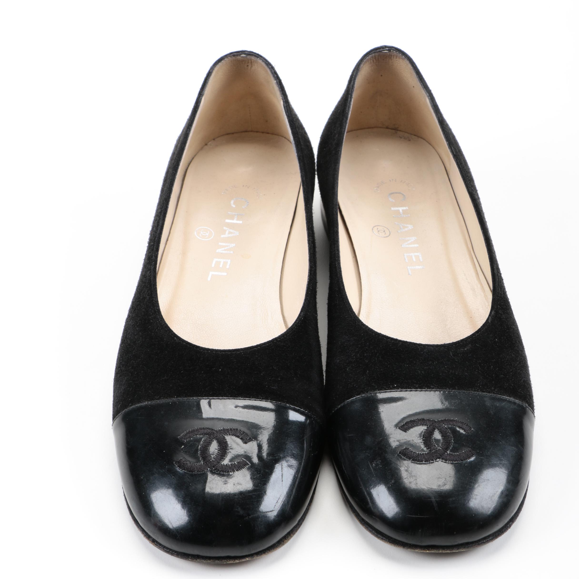 Chanel Suede and Patent Leather Ballet Flats