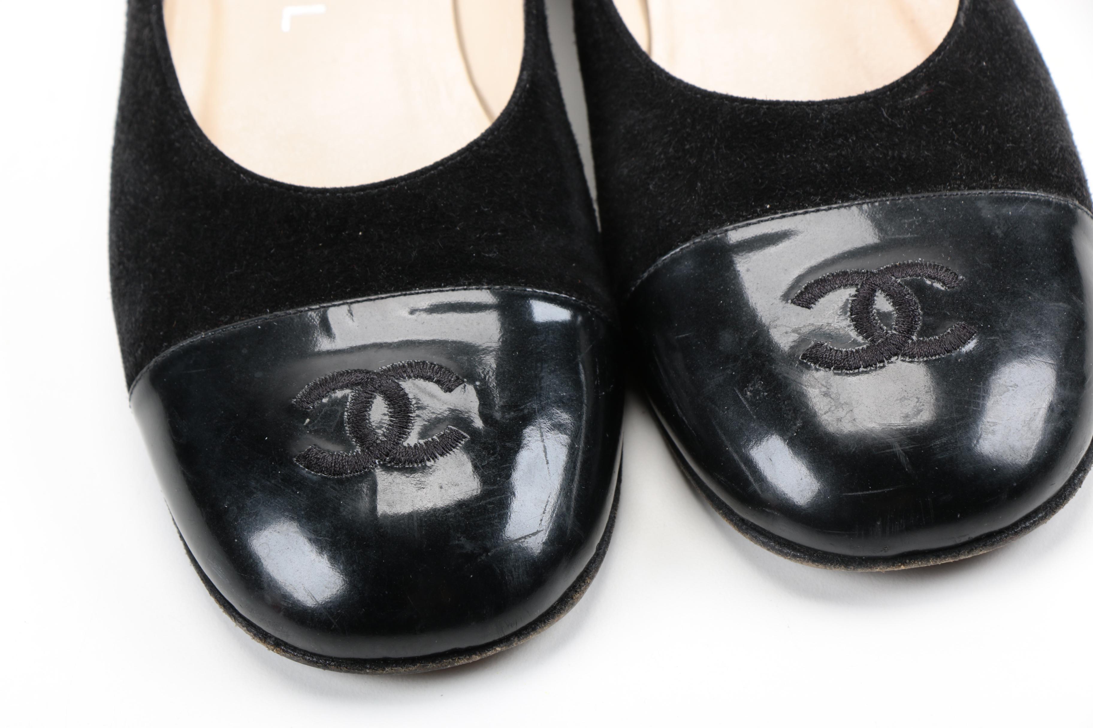 Chanel Suede and Patent Leather Ballet Flats
