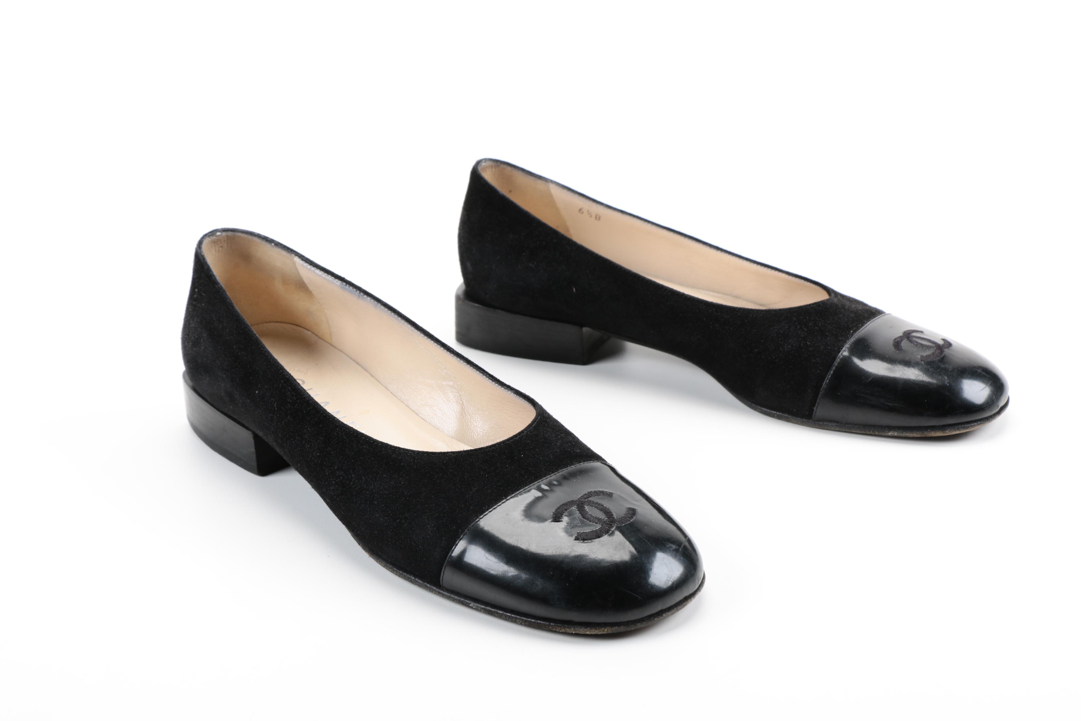 Chanel Suede and Patent Leather Ballet Flats