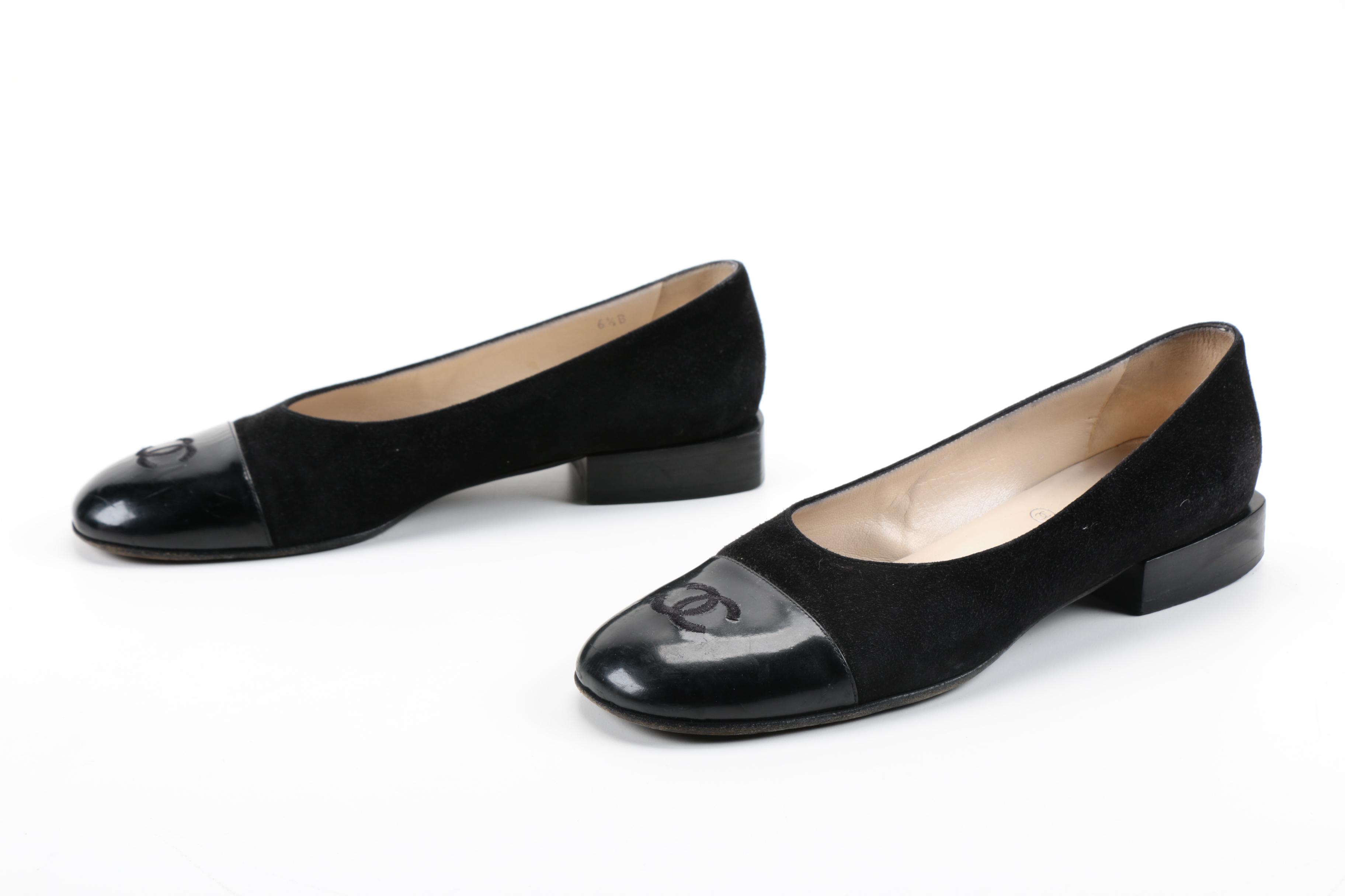 Chanel Suede and Patent Leather Ballet Flats