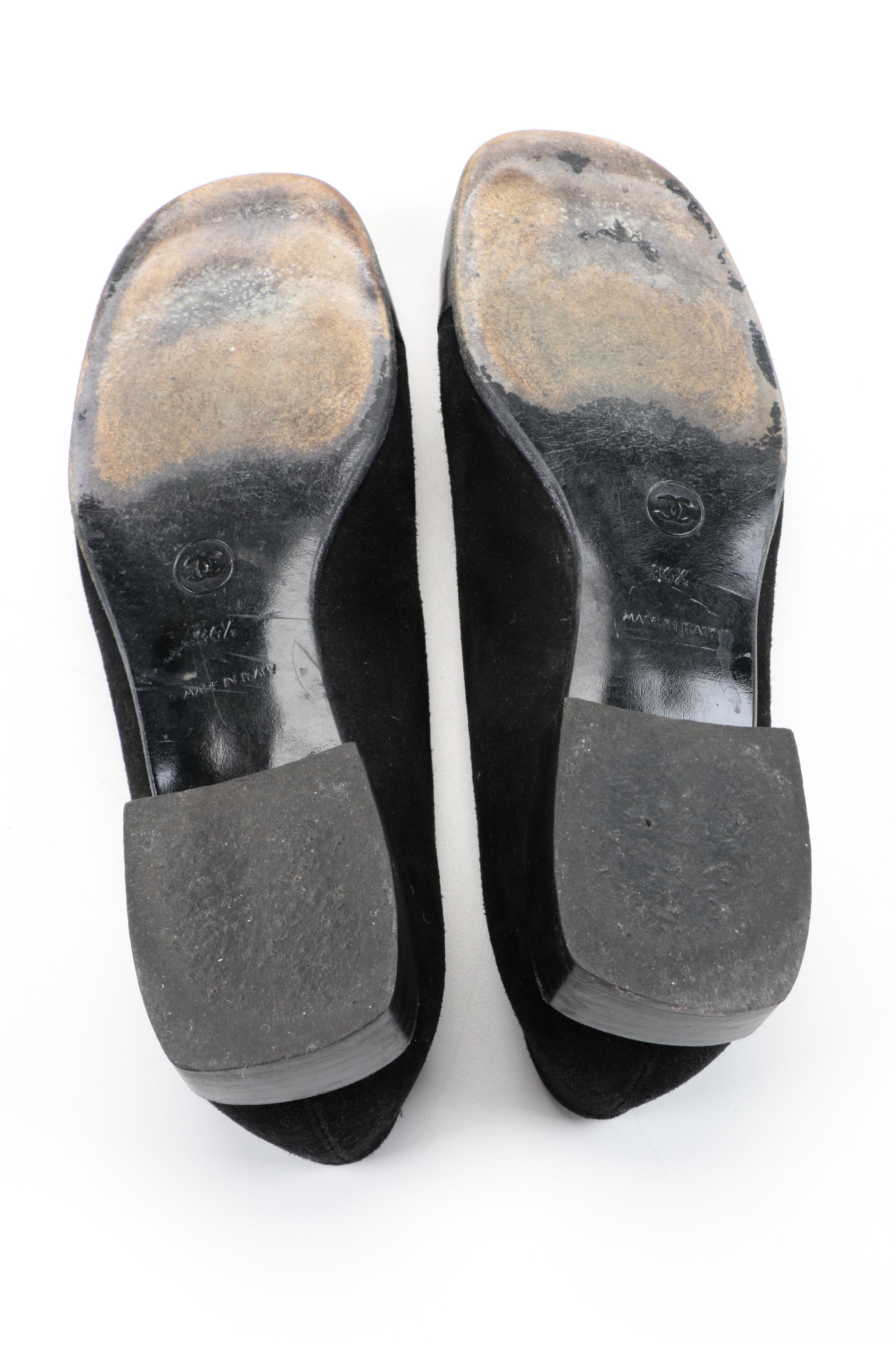 Chanel Suede and Patent Leather Ballet Flats