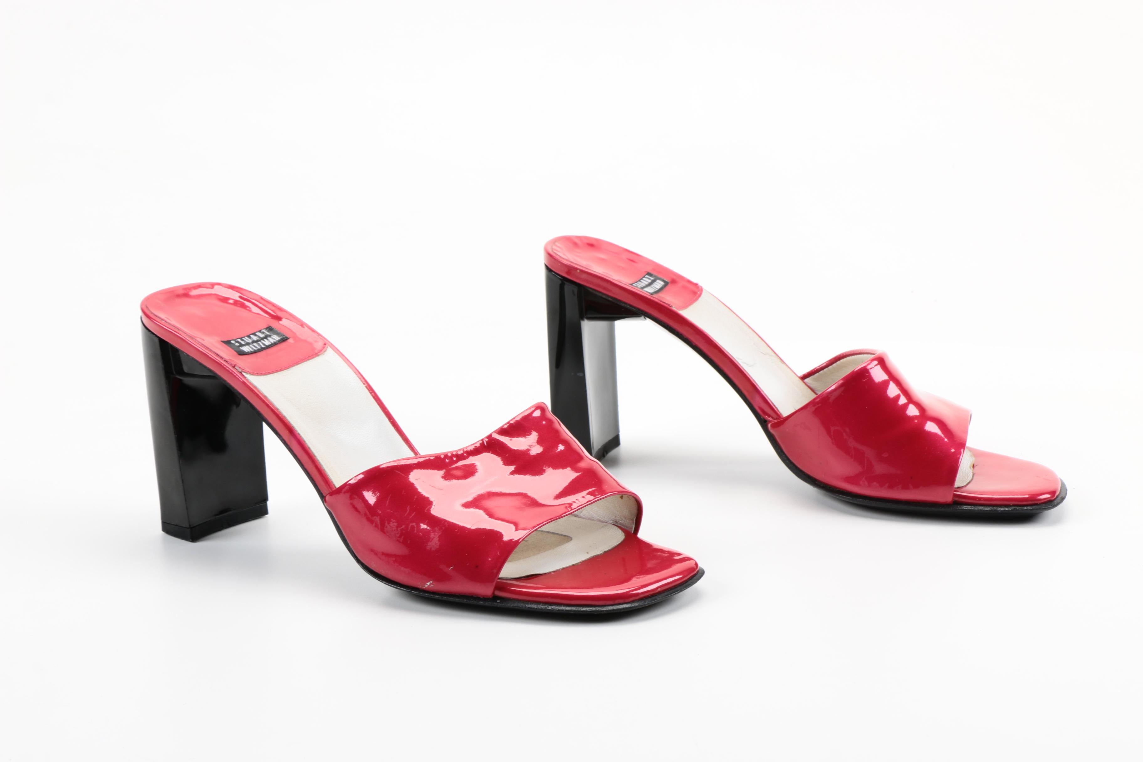 Women's Stuart Weitzman Hot Pink Patent Leather Slide Heels