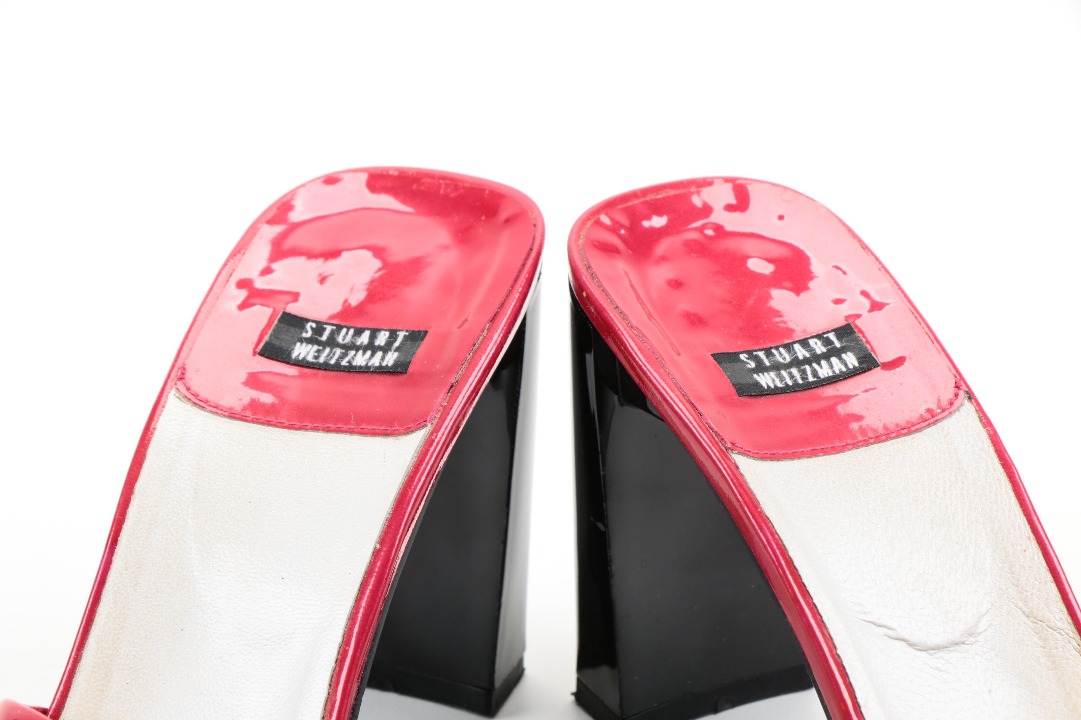 Women's Stuart Weitzman Hot Pink Patent Leather Slide Heels