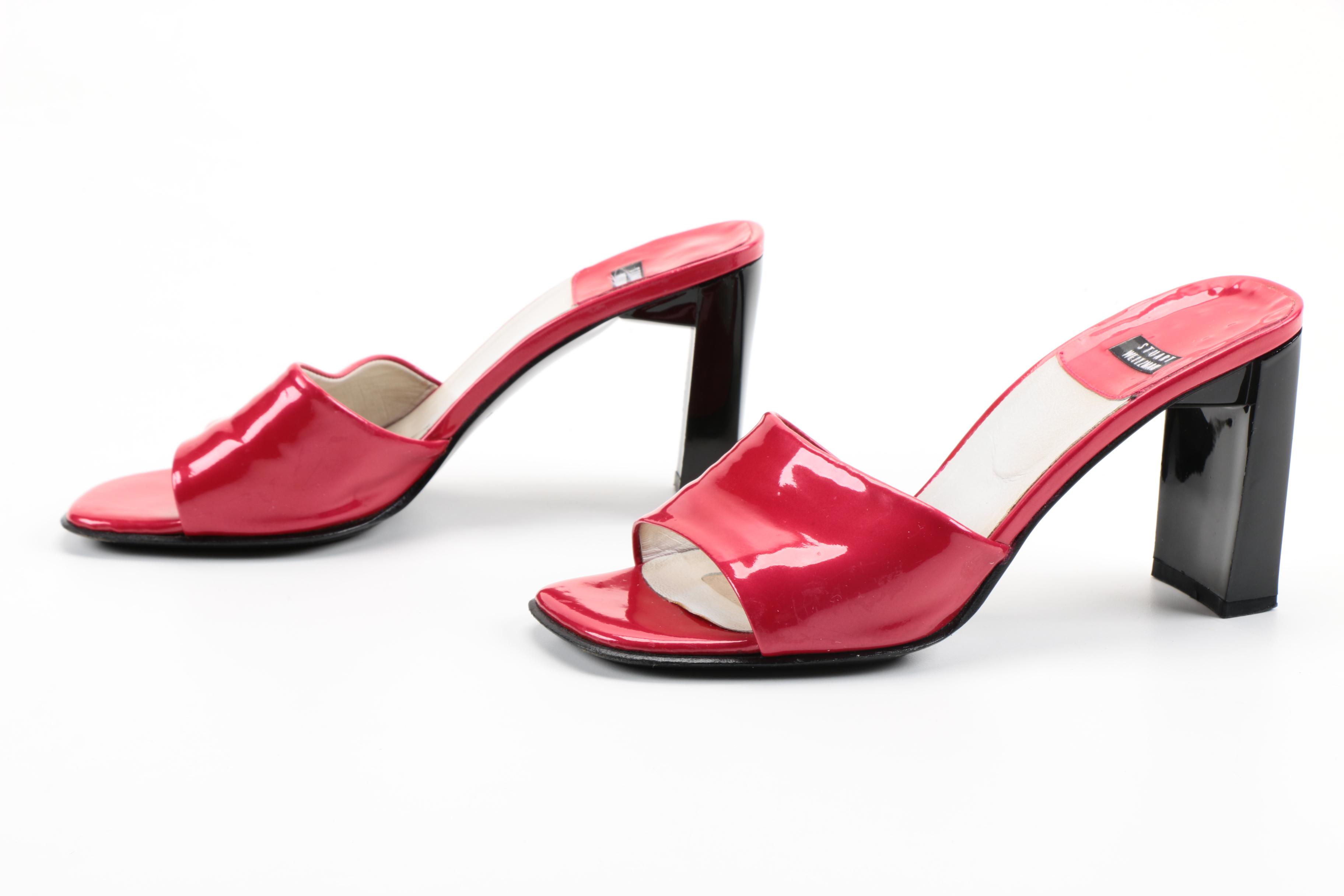 Women's Stuart Weitzman Hot Pink Patent Leather Slide Heels