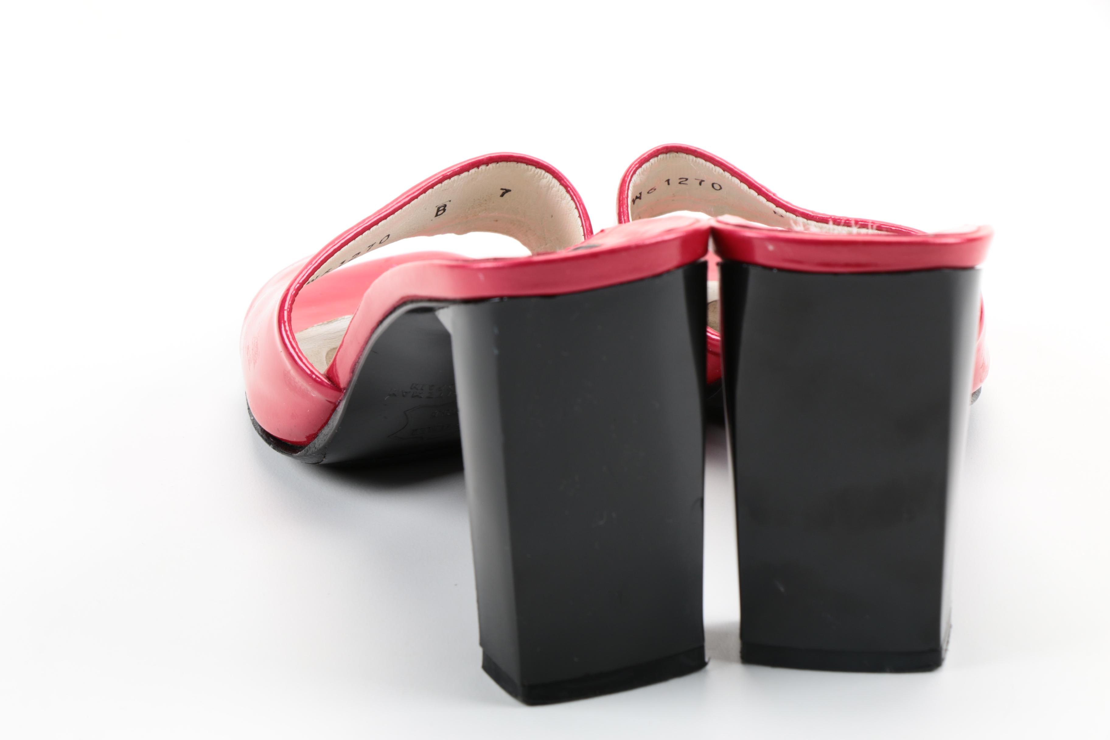 Women's Stuart Weitzman Hot Pink Patent Leather Slide Heels