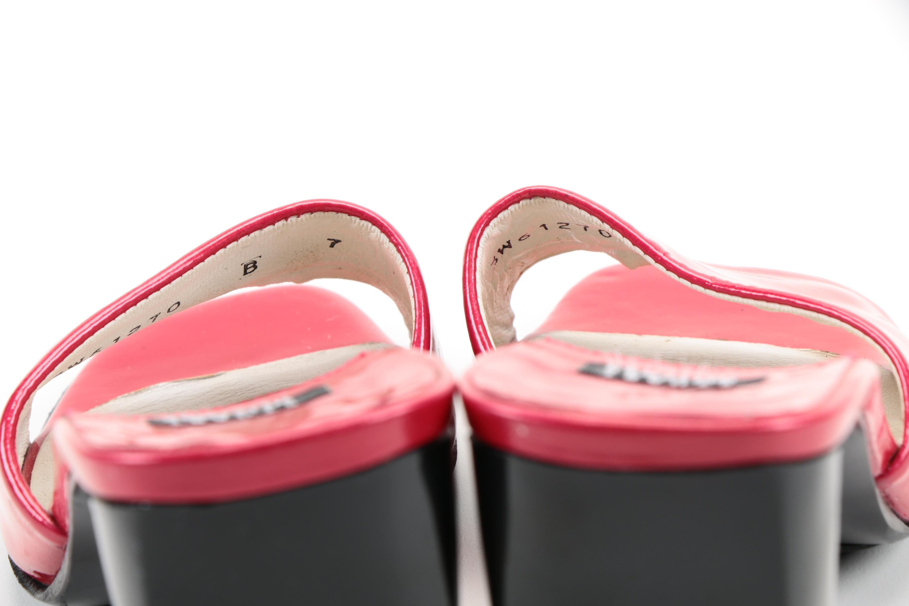 Women's Stuart Weitzman Hot Pink Patent Leather Slide Heels