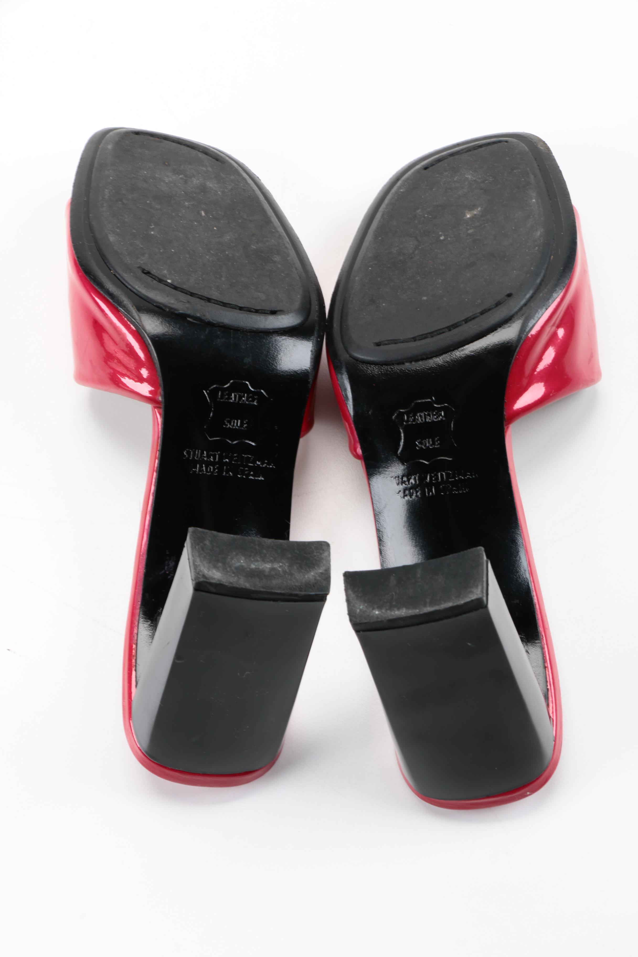 Women's Stuart Weitzman Hot Pink Patent Leather Slide Heels