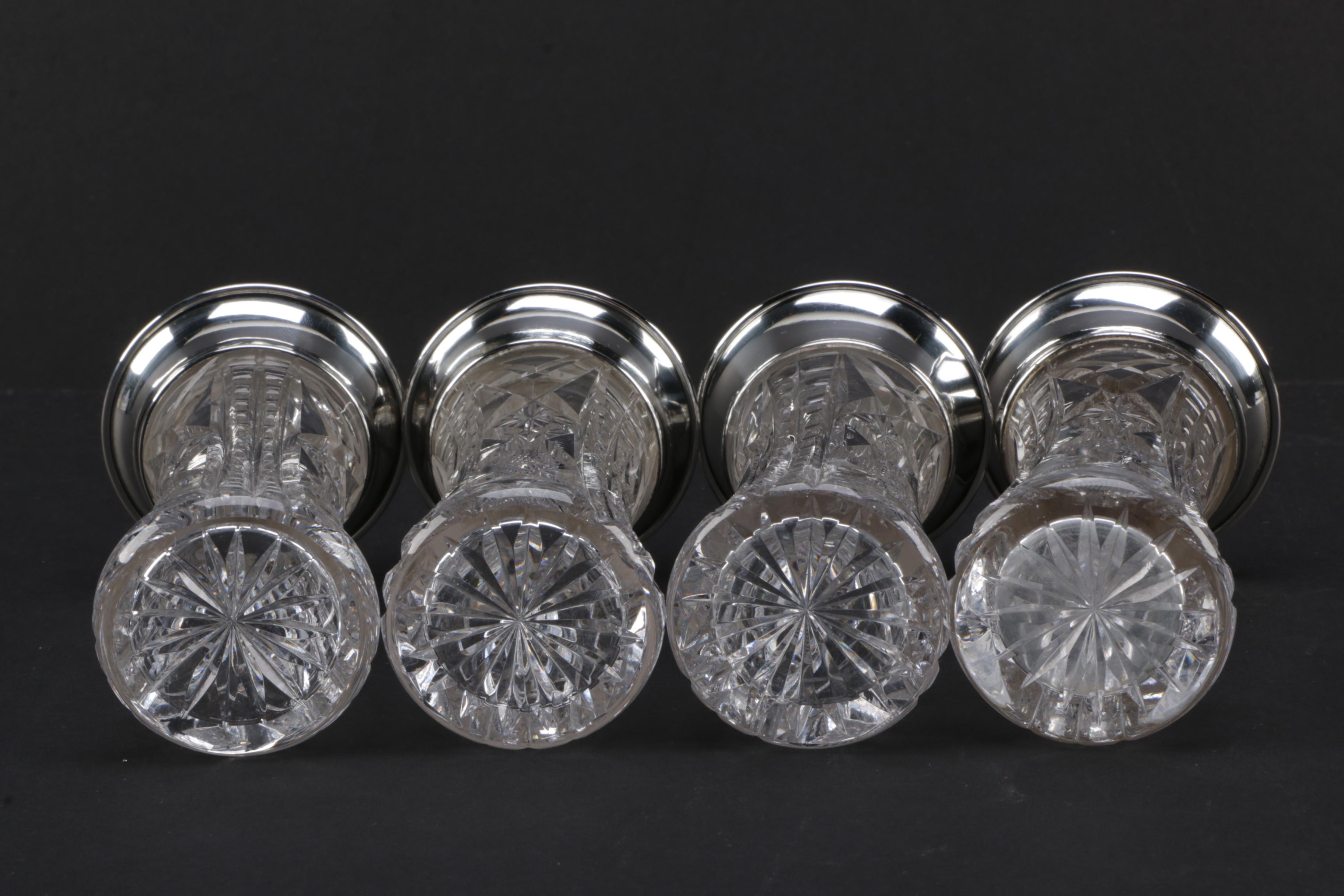 Crystal Barware Featuring Mauser Manufacturing Company Sterling Silver