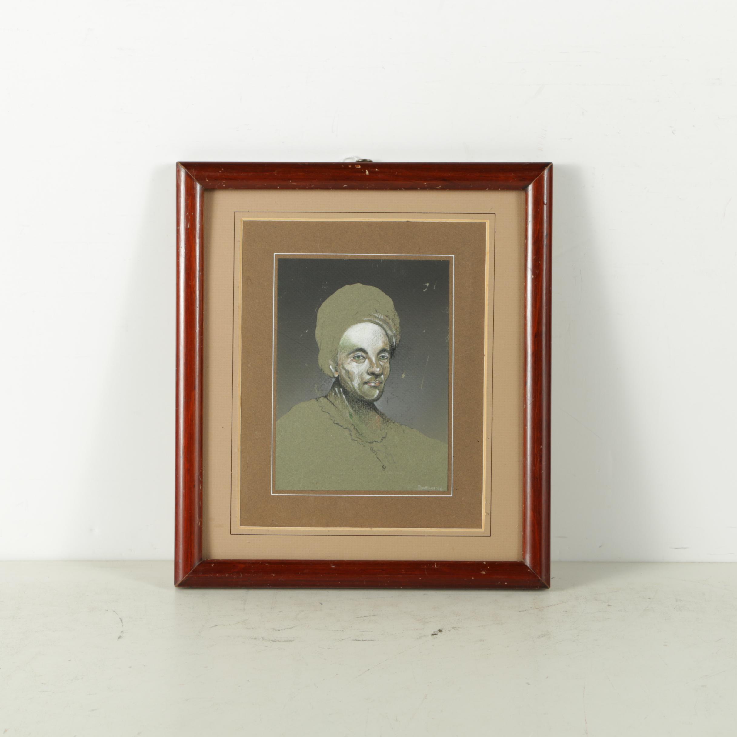 Watercolor and Pastel Illustration of Portrait