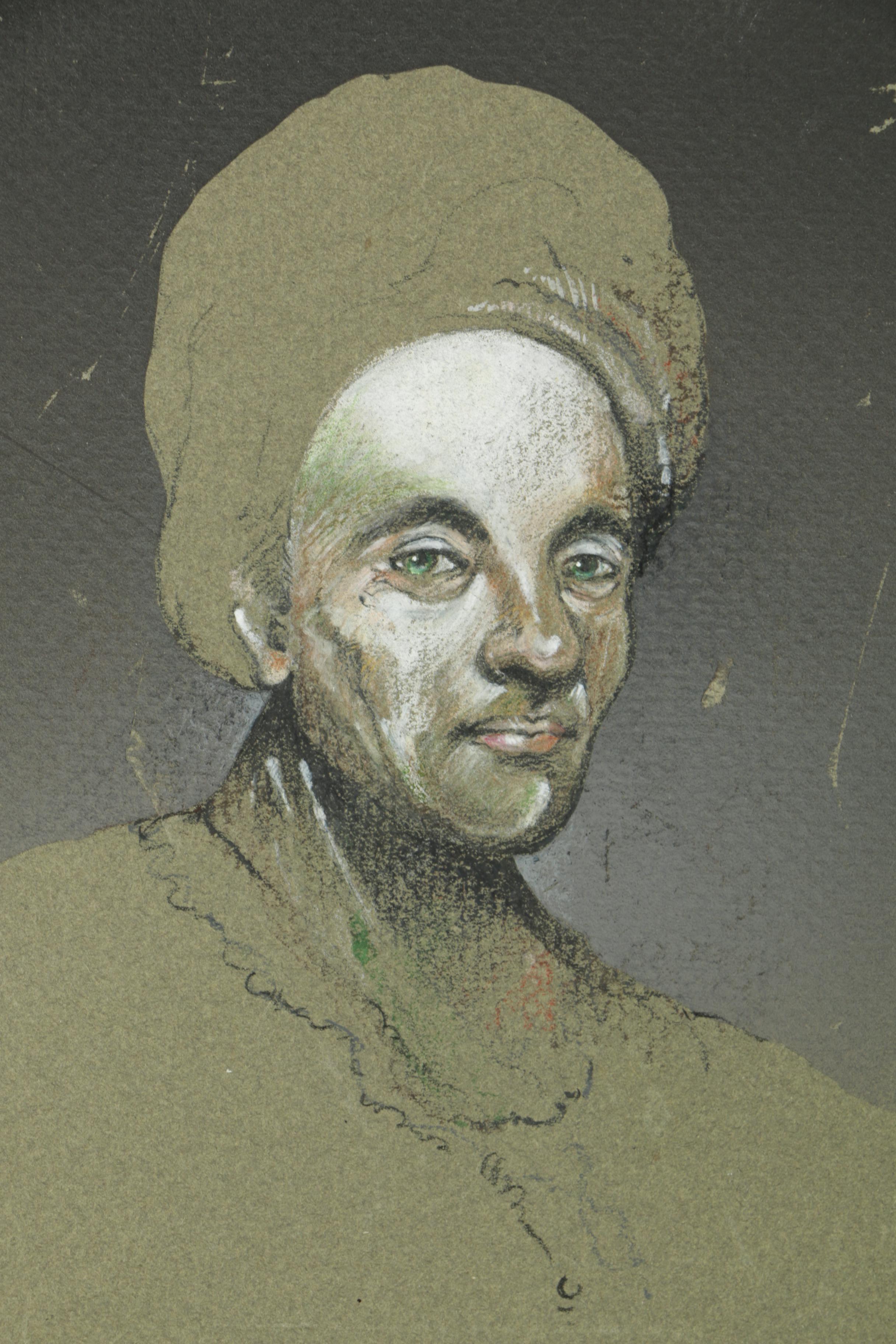 Watercolor and Pastel Illustration of Portrait