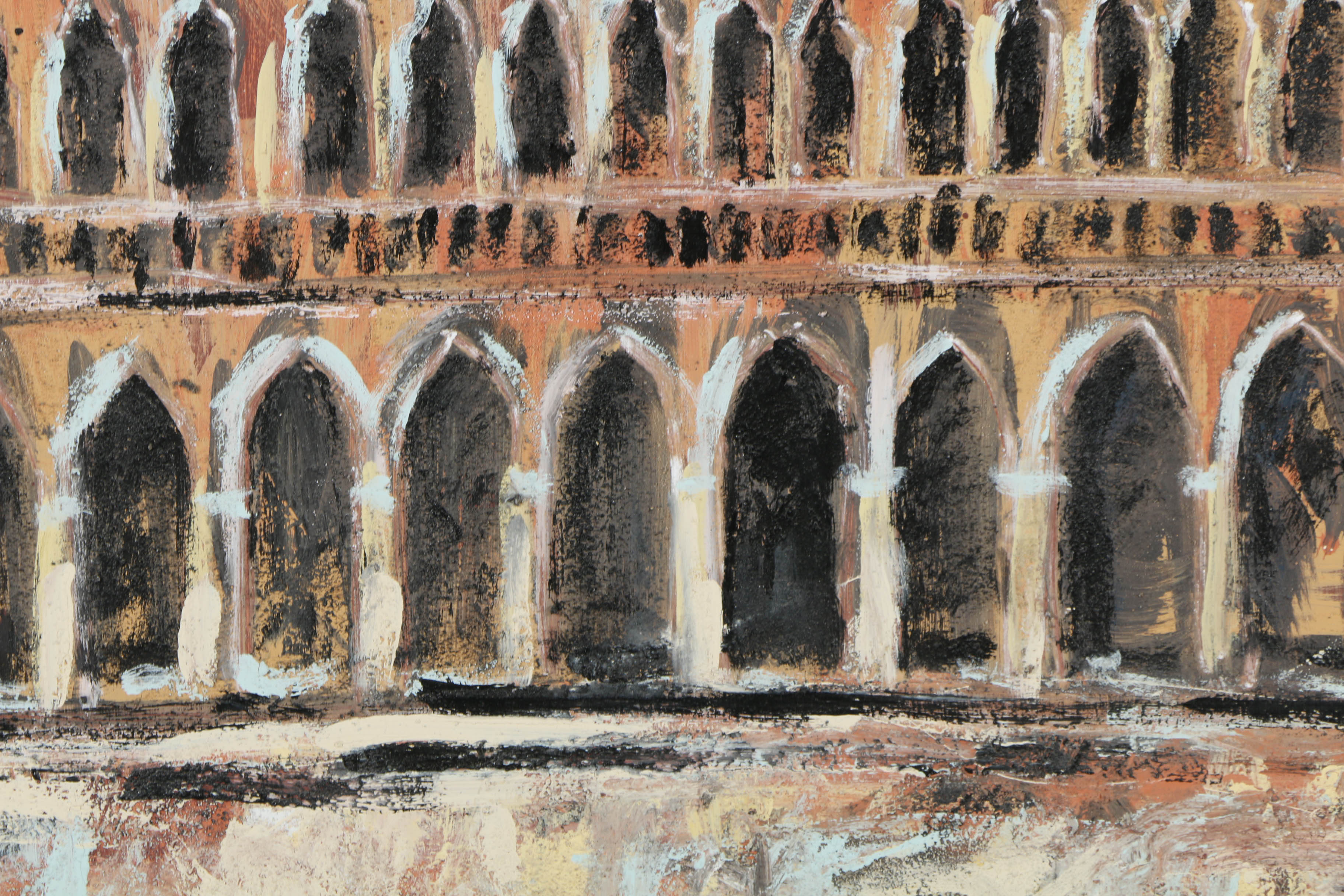 Jacques Lamy Plaster Painting on Board "The Doge's Palace"