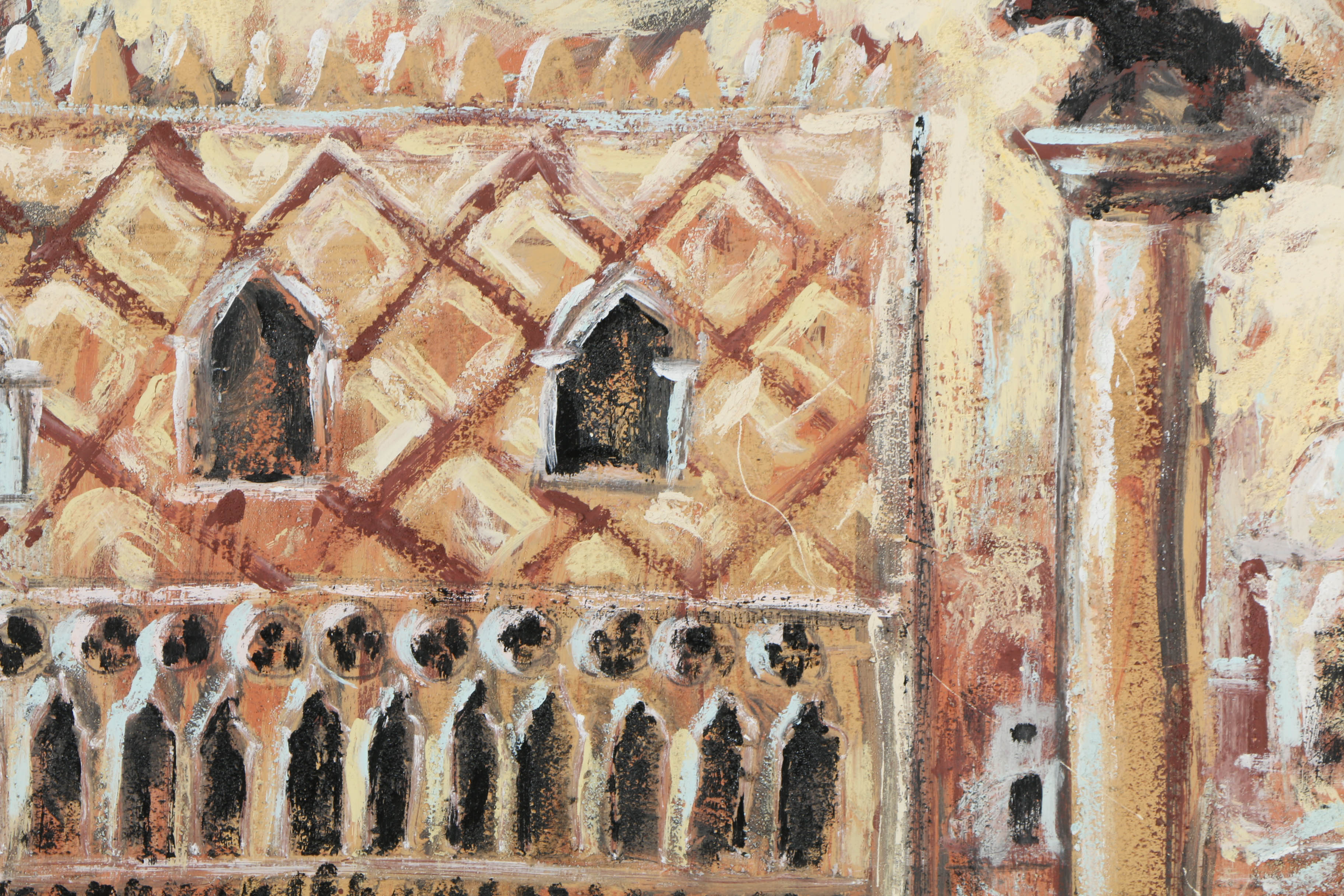 Jacques Lamy Plaster Painting on Board "The Doge's Palace"