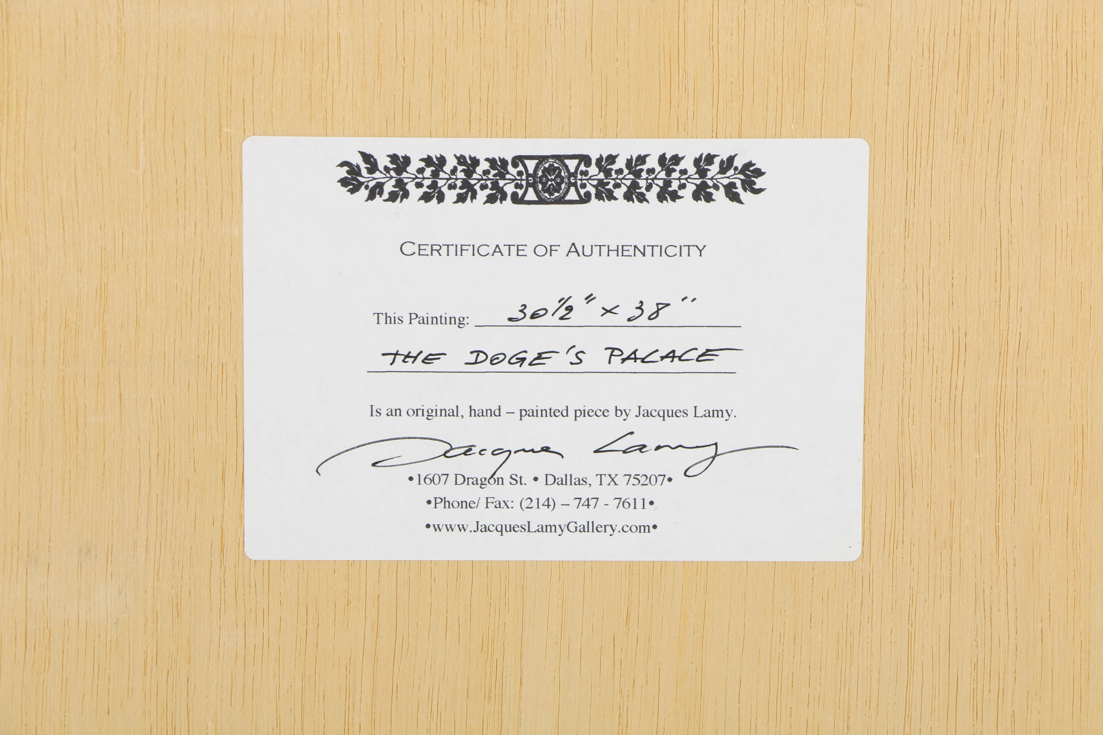 Jacques Lamy Plaster Painting on Board "The Doge's Palace"