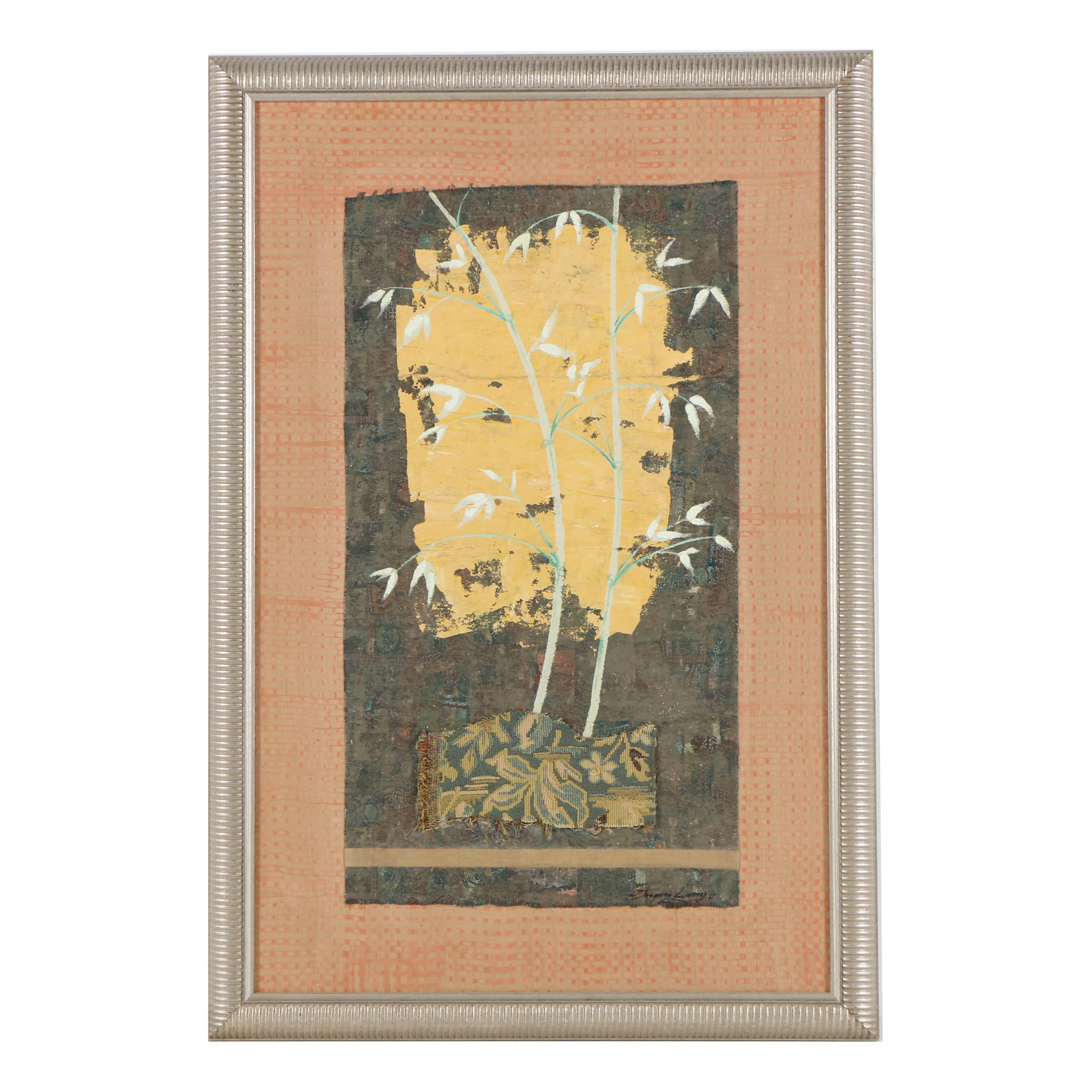 Jacques Lemy Mixed Media Collage on Board of Bamboo