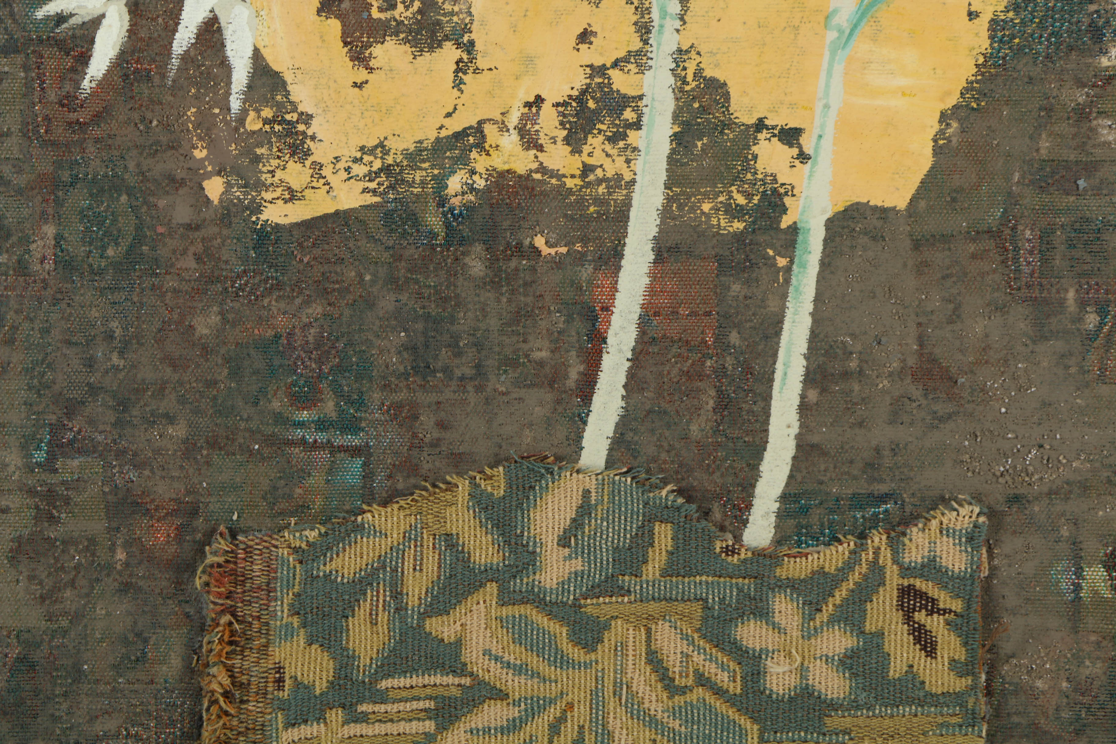 Jacques Lemy Mixed Media Collage on Board of Bamboo