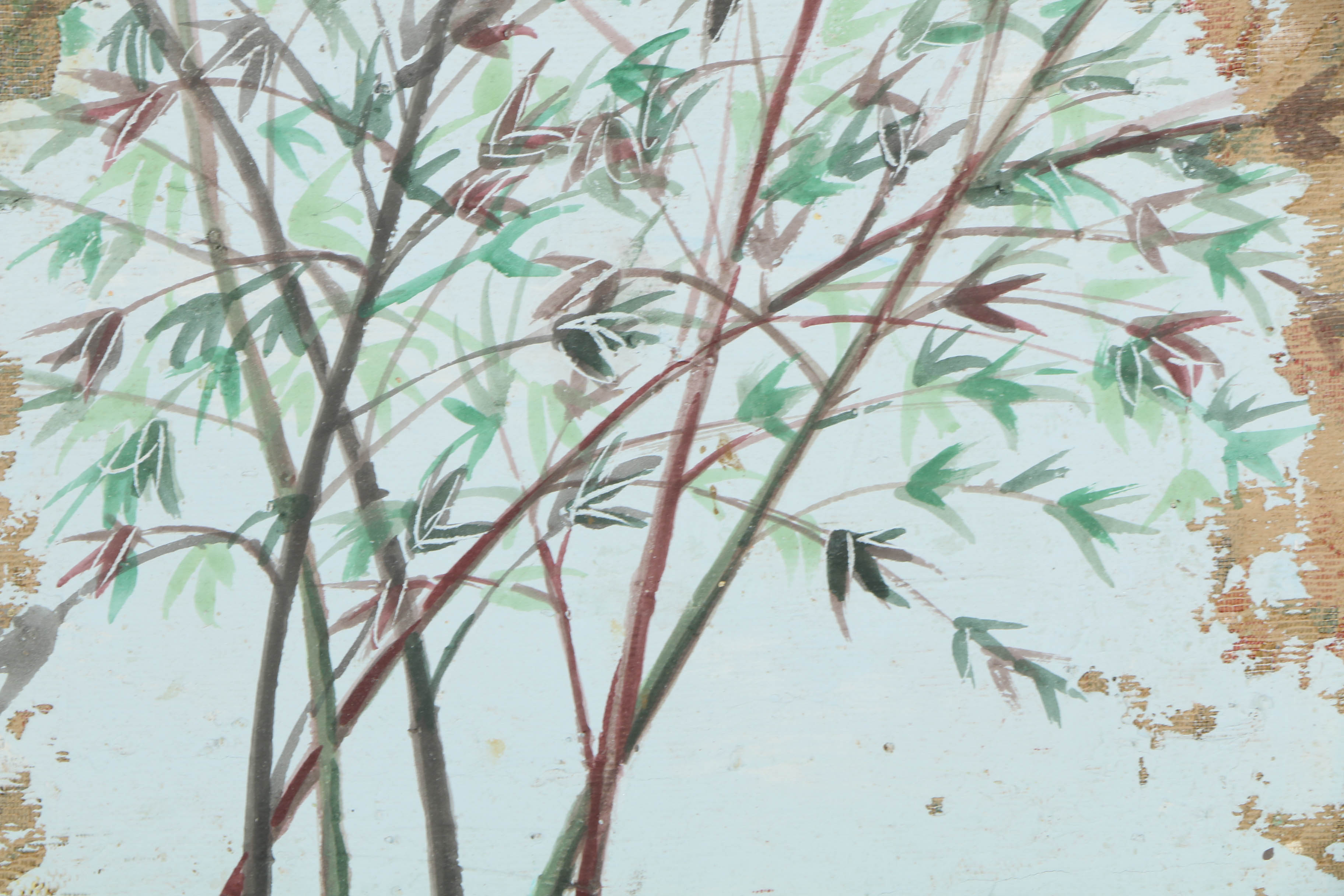 Jacques Lamy Mixed Media Composition on Board of a Forested Landscape