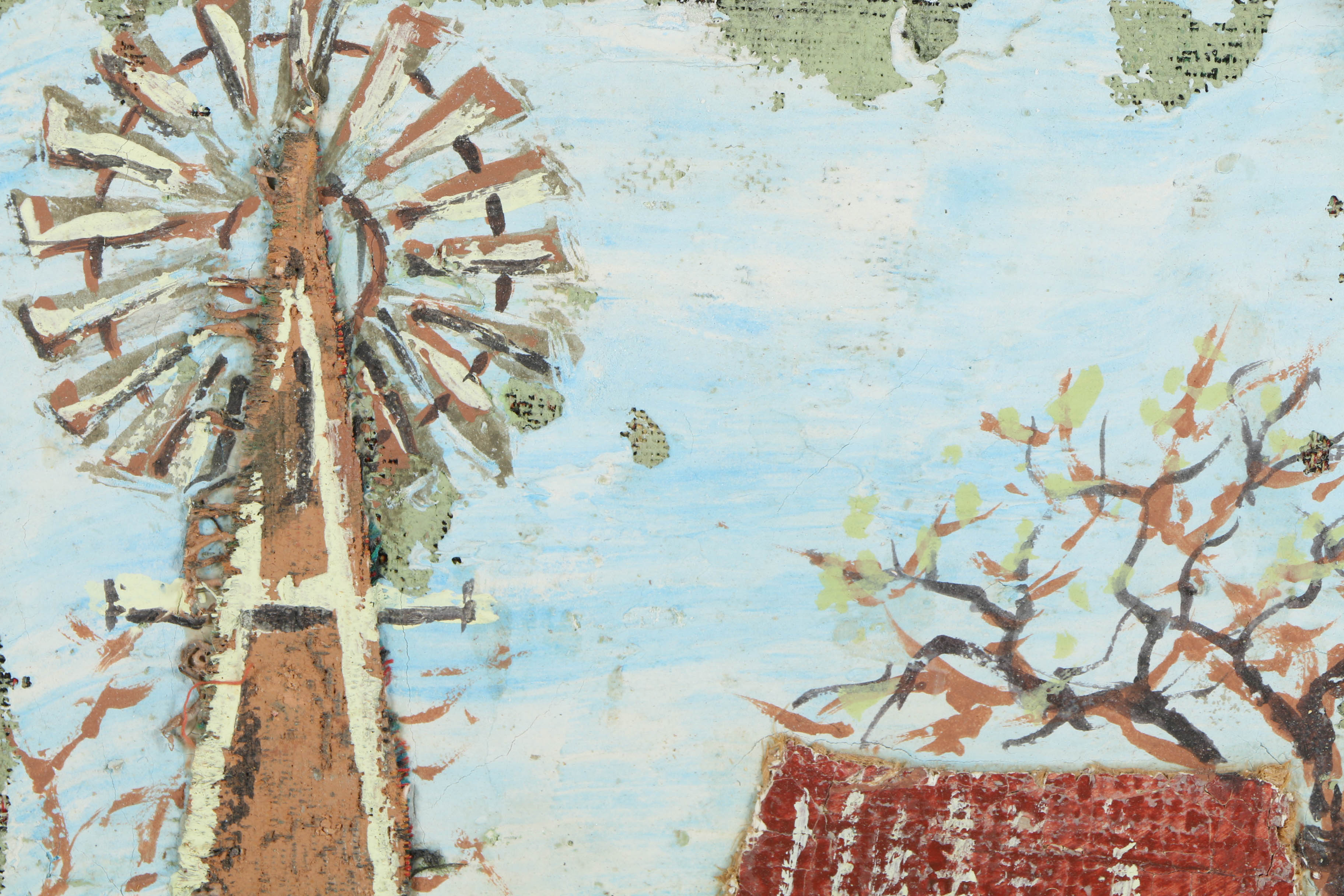 Jacques Lamy Mixed Media Painting on Board of Rural Scene