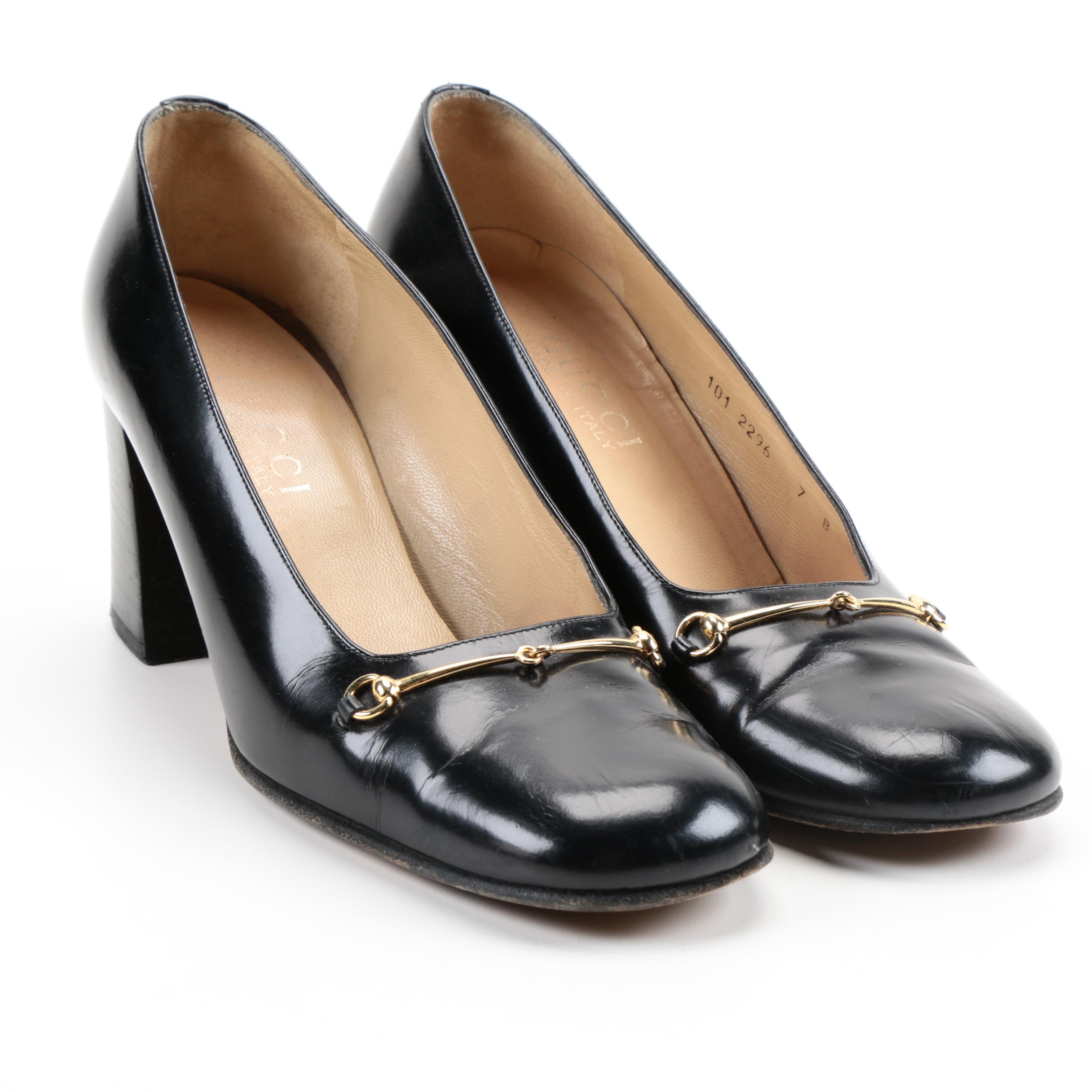 Vintage Gucci Black Leather Pumps