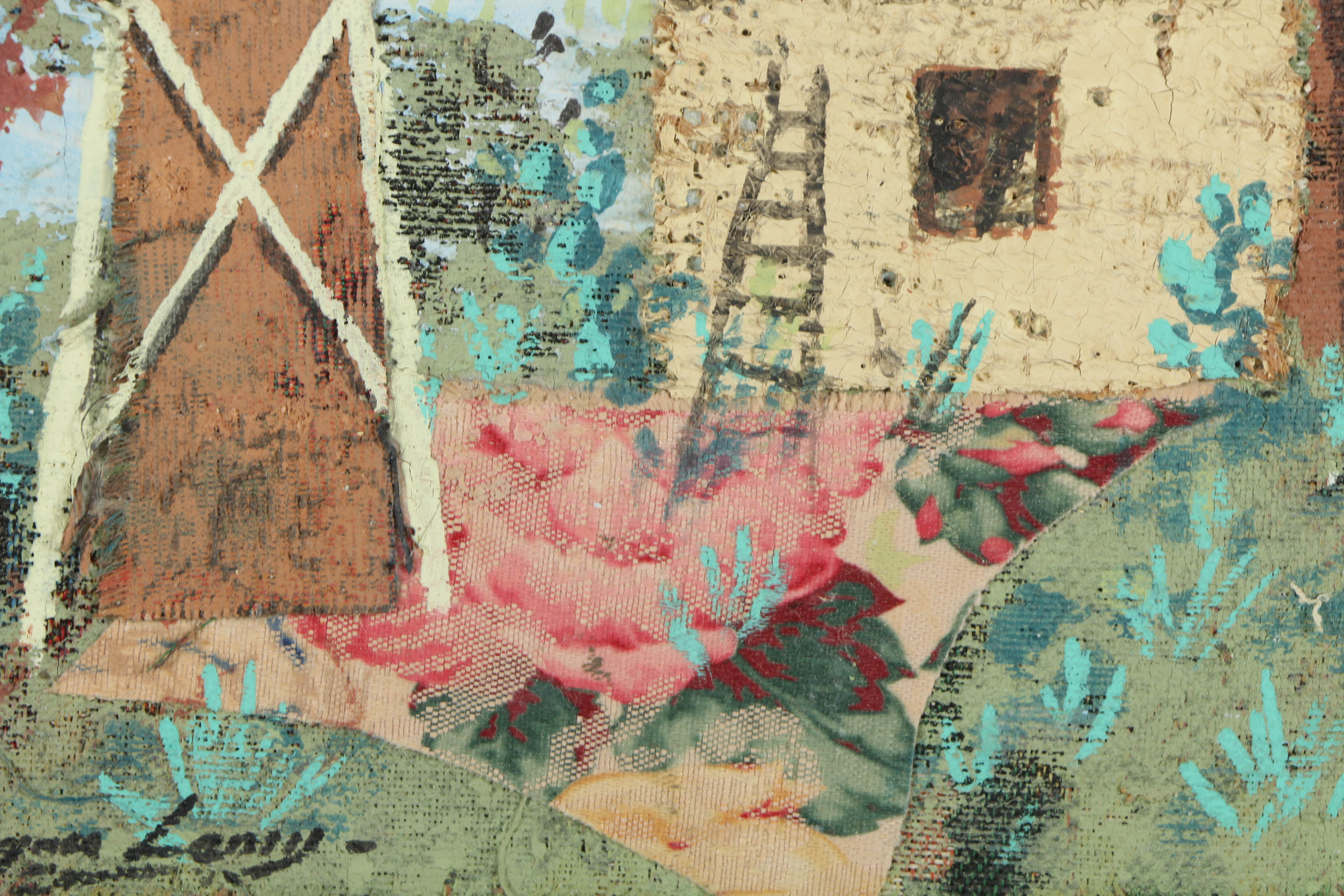 Jacques Lamy Mixed Media Painting on Board of Rural Scene