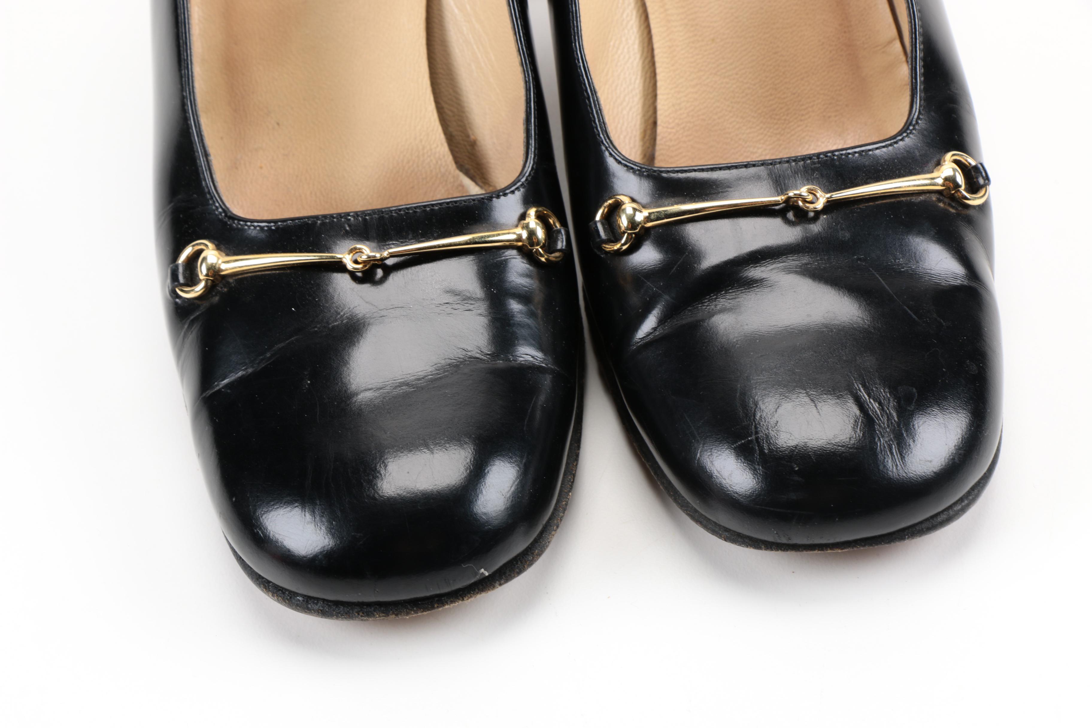 Vintage Gucci Black Leather Pumps