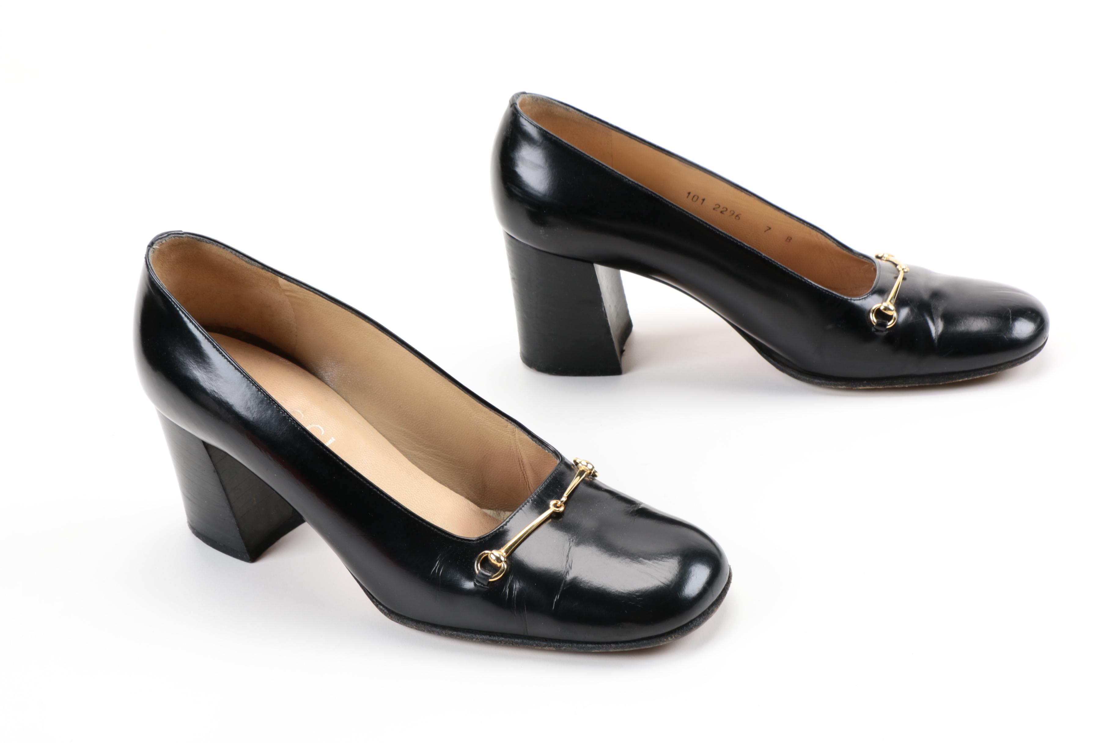 Vintage Gucci Black Leather Pumps