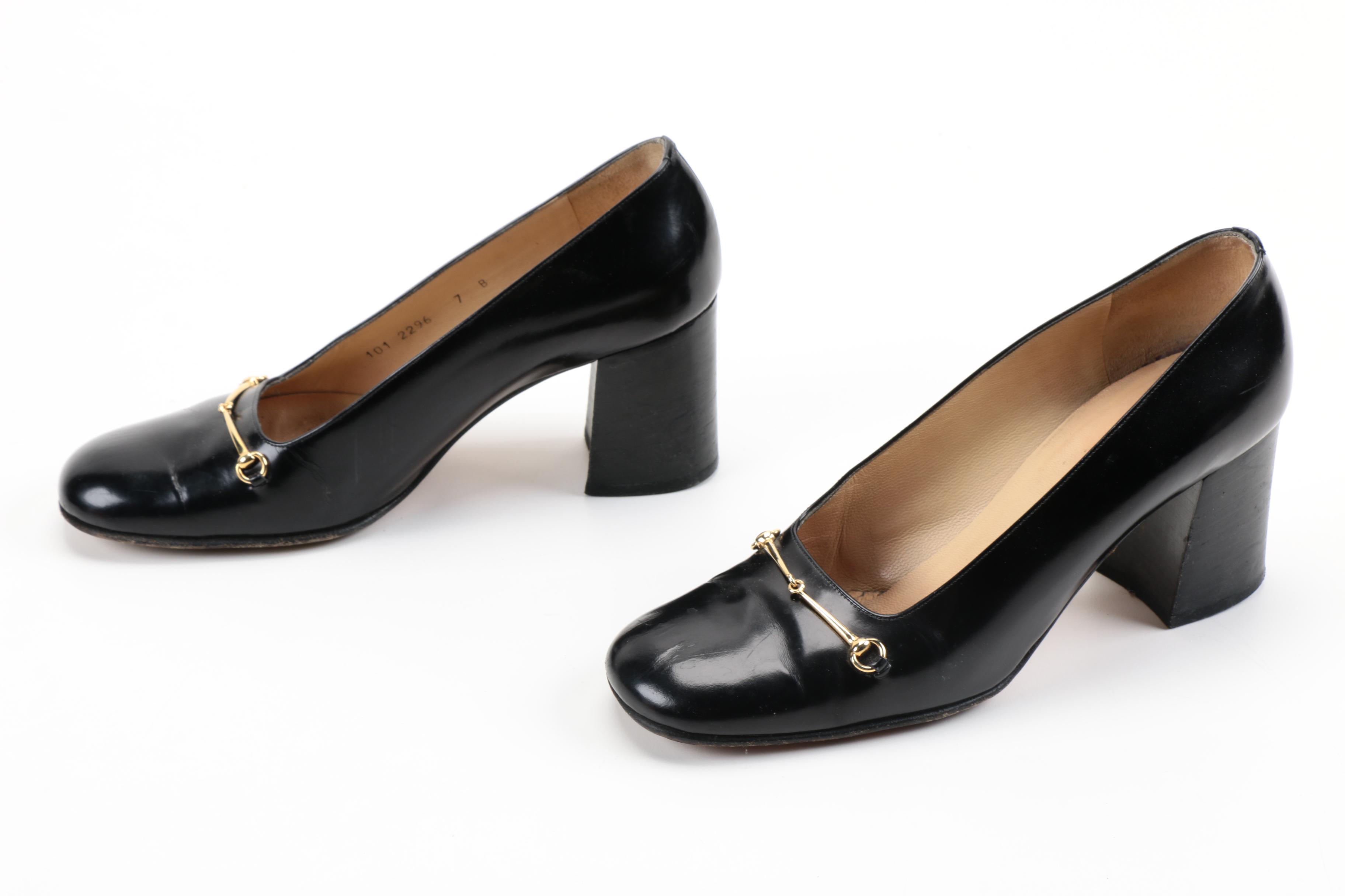 Vintage Gucci Black Leather Pumps