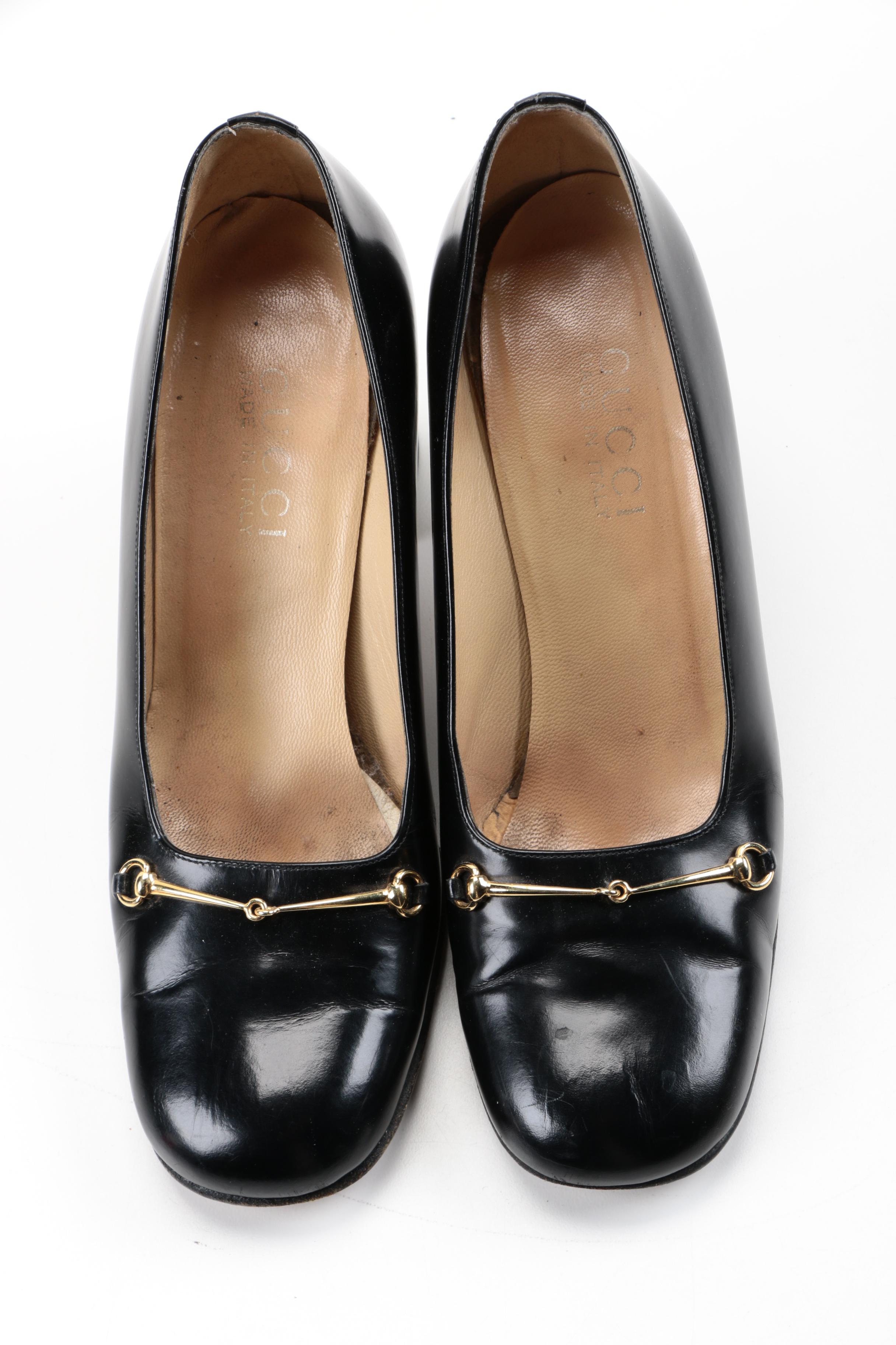 Vintage Gucci Black Leather Pumps
