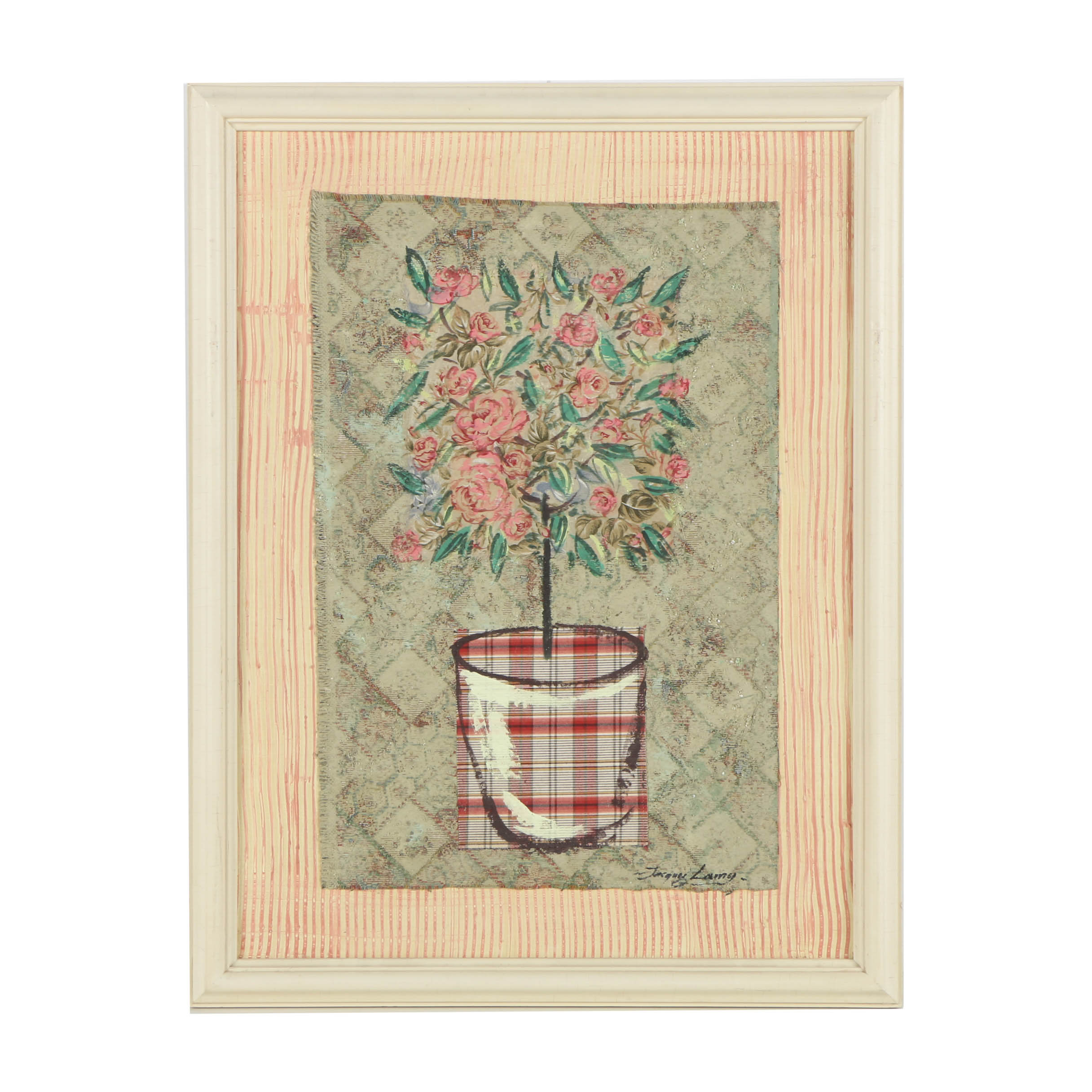 Jacques Lamy Mixed Media Painting on Board of Floral Still Life