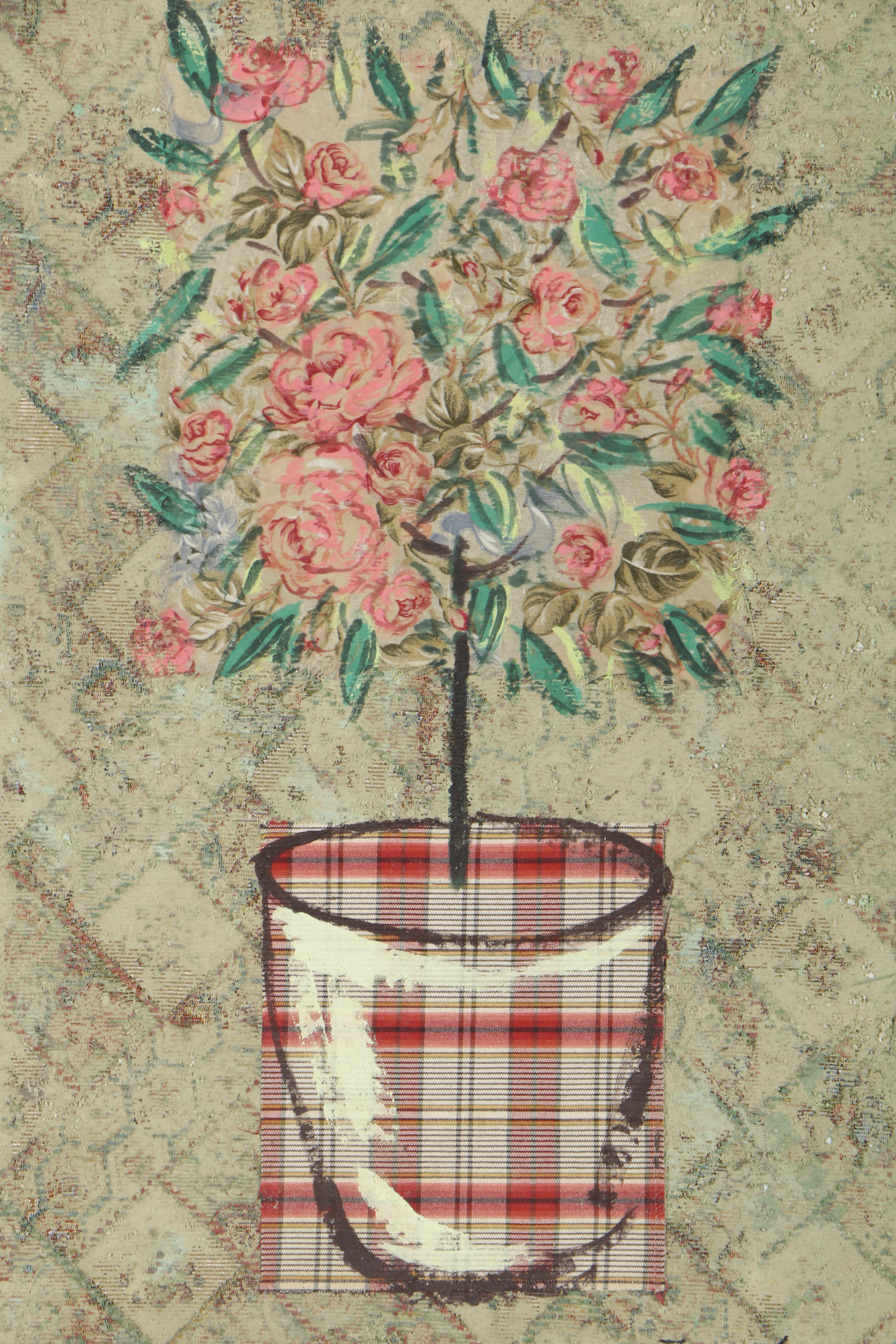 Jacques Lamy Mixed Media Painting on Board of Floral Still Life