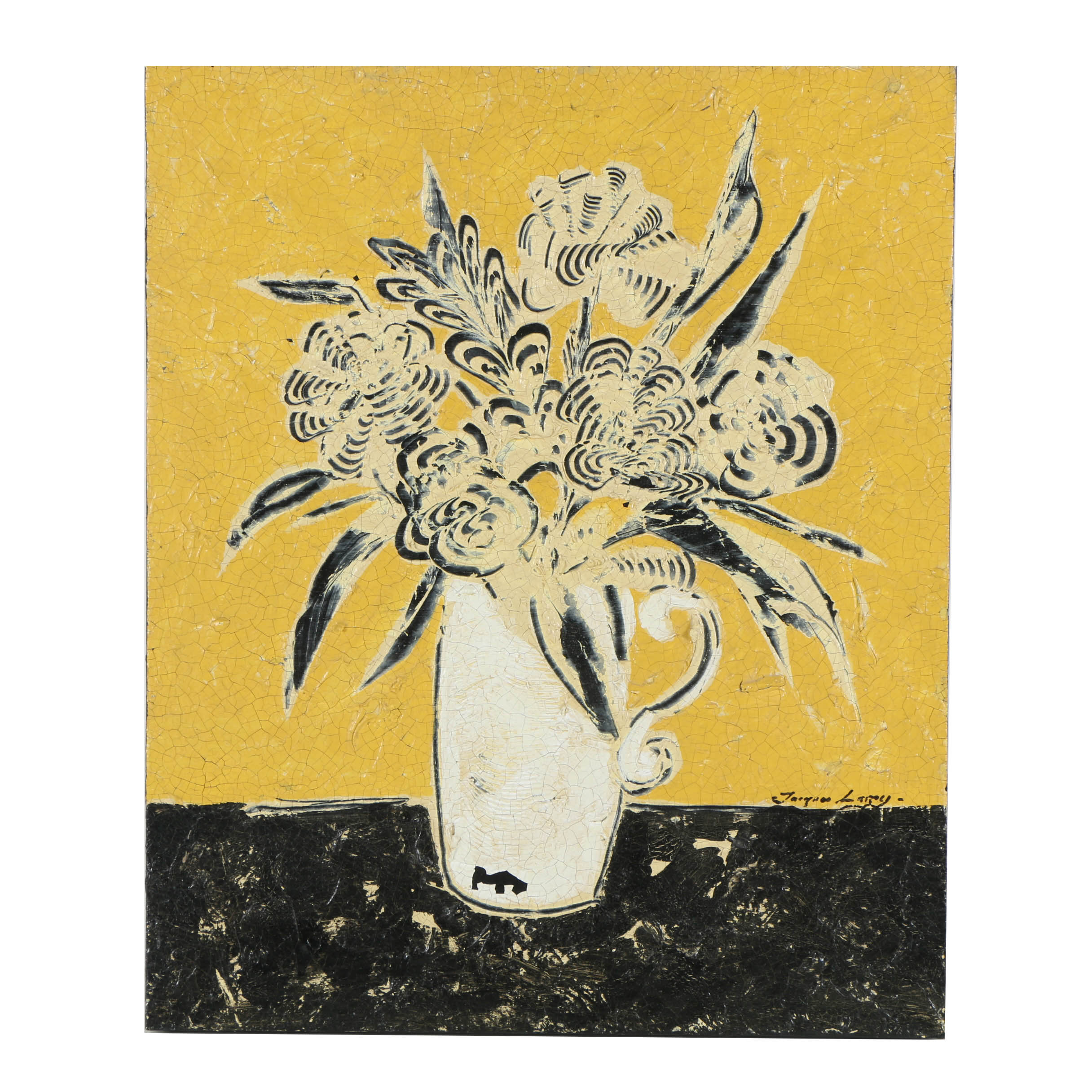 Jacques Lamy Plaster Painting on Board of a Still-Life