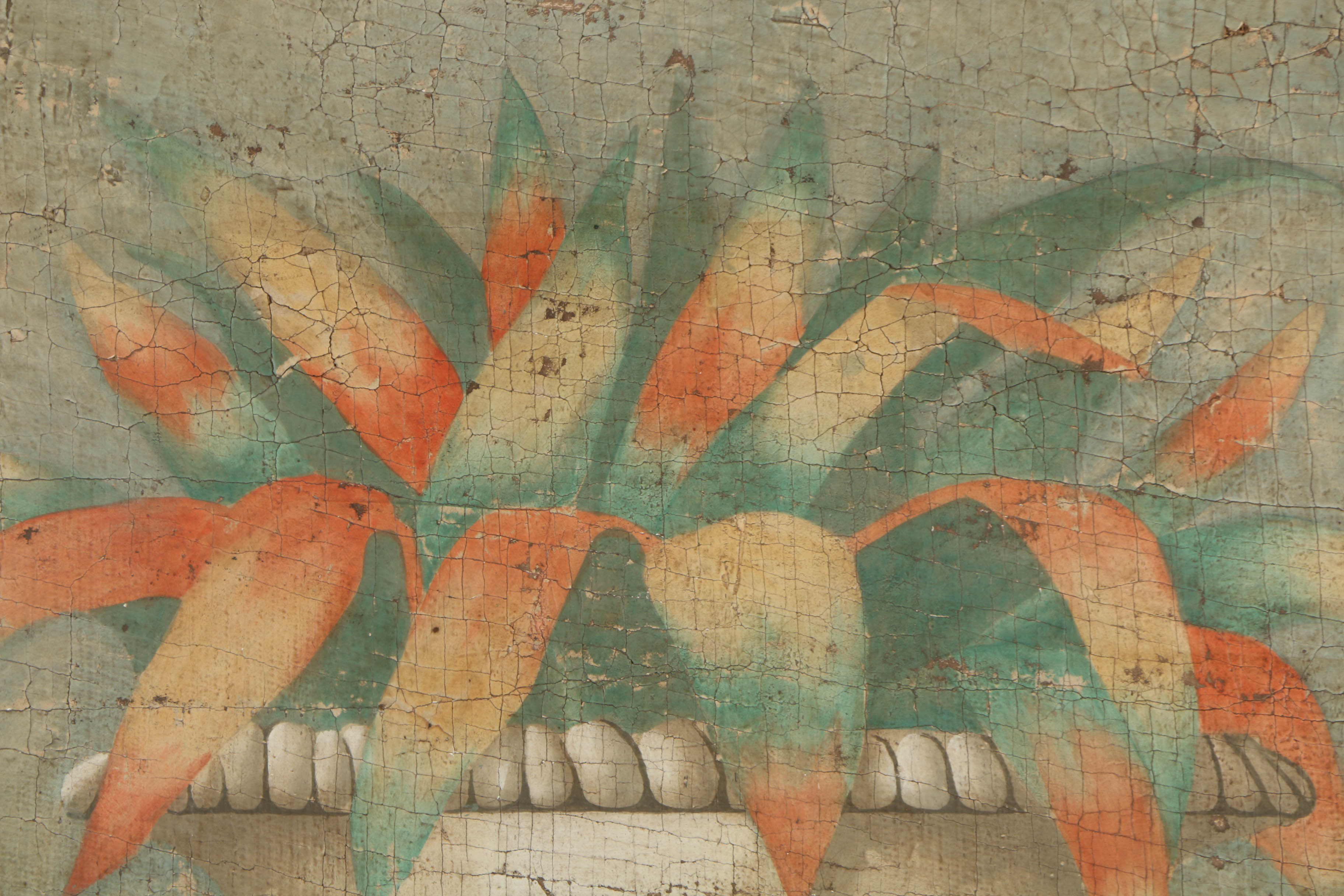 Jacques Lamy Fresco Painting on Burlap of a Roman Stone Urn