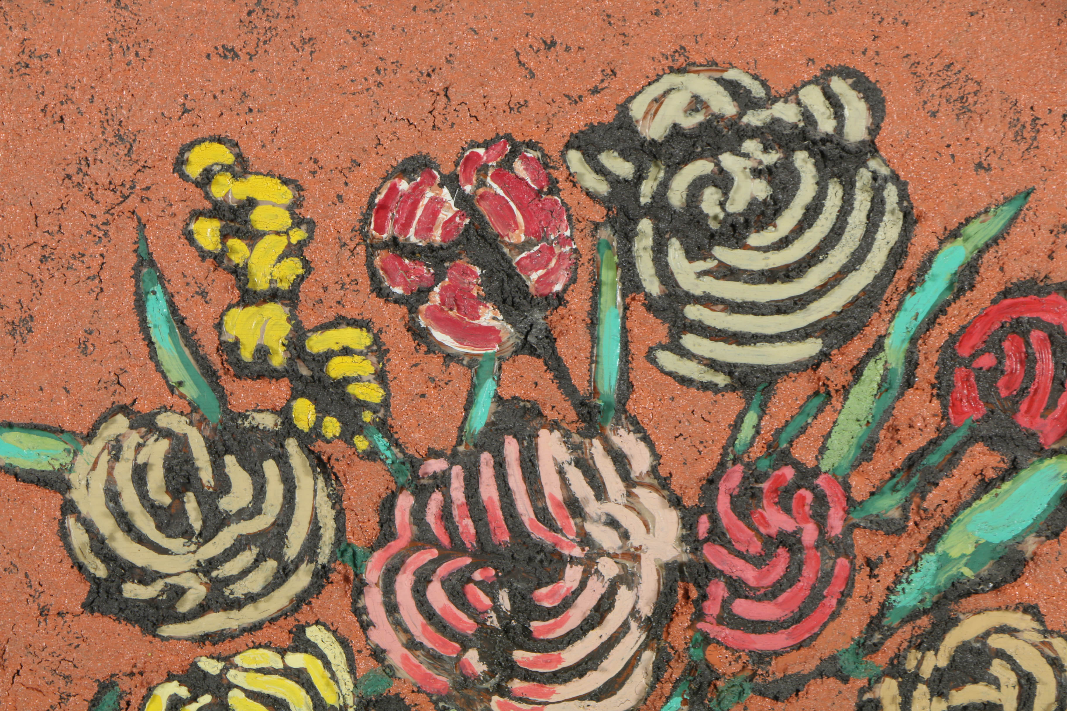 Jacques Lamy Plaster Painting on Board Floral Still Life