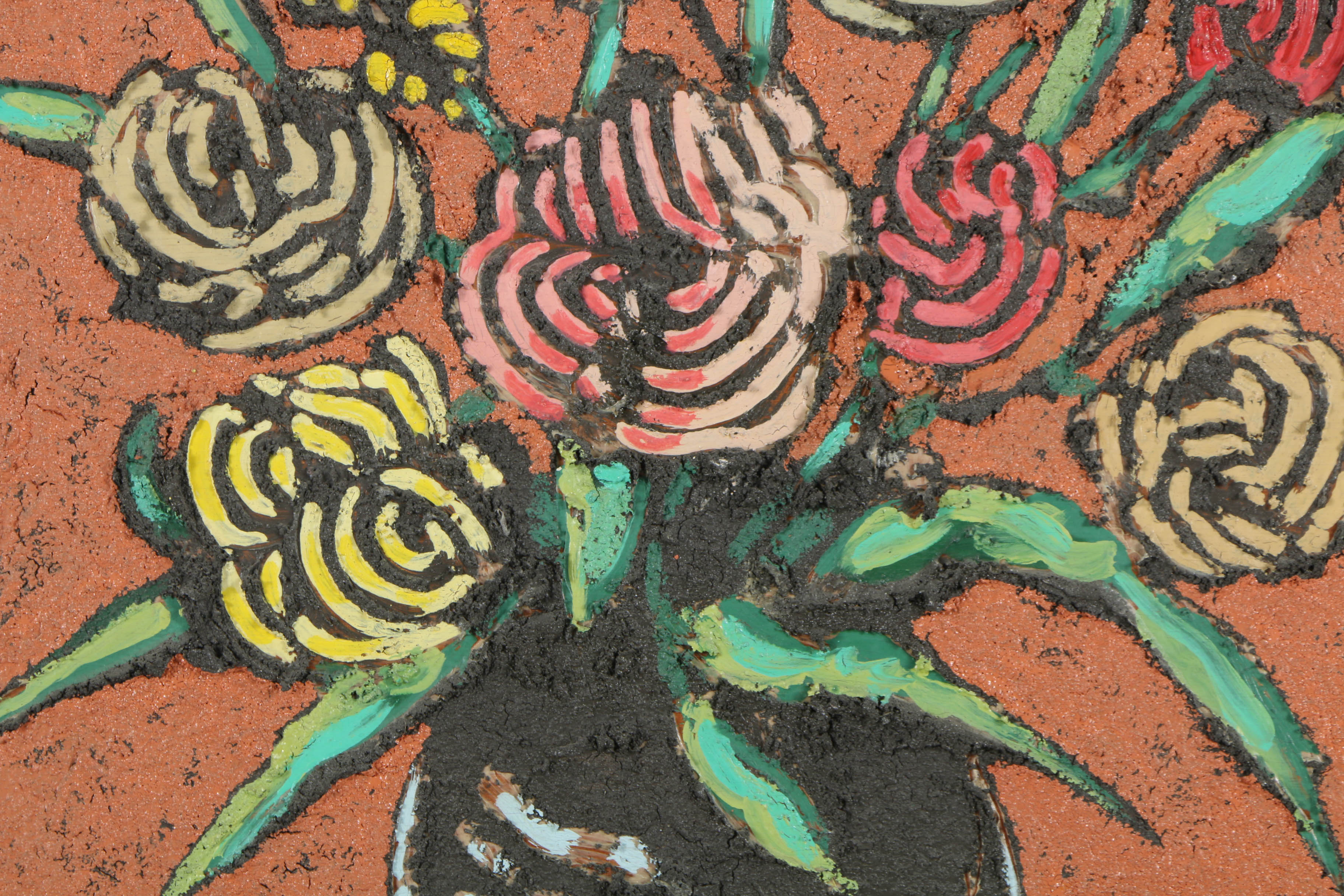 Jacques Lamy Plaster Painting on Board Floral Still Life