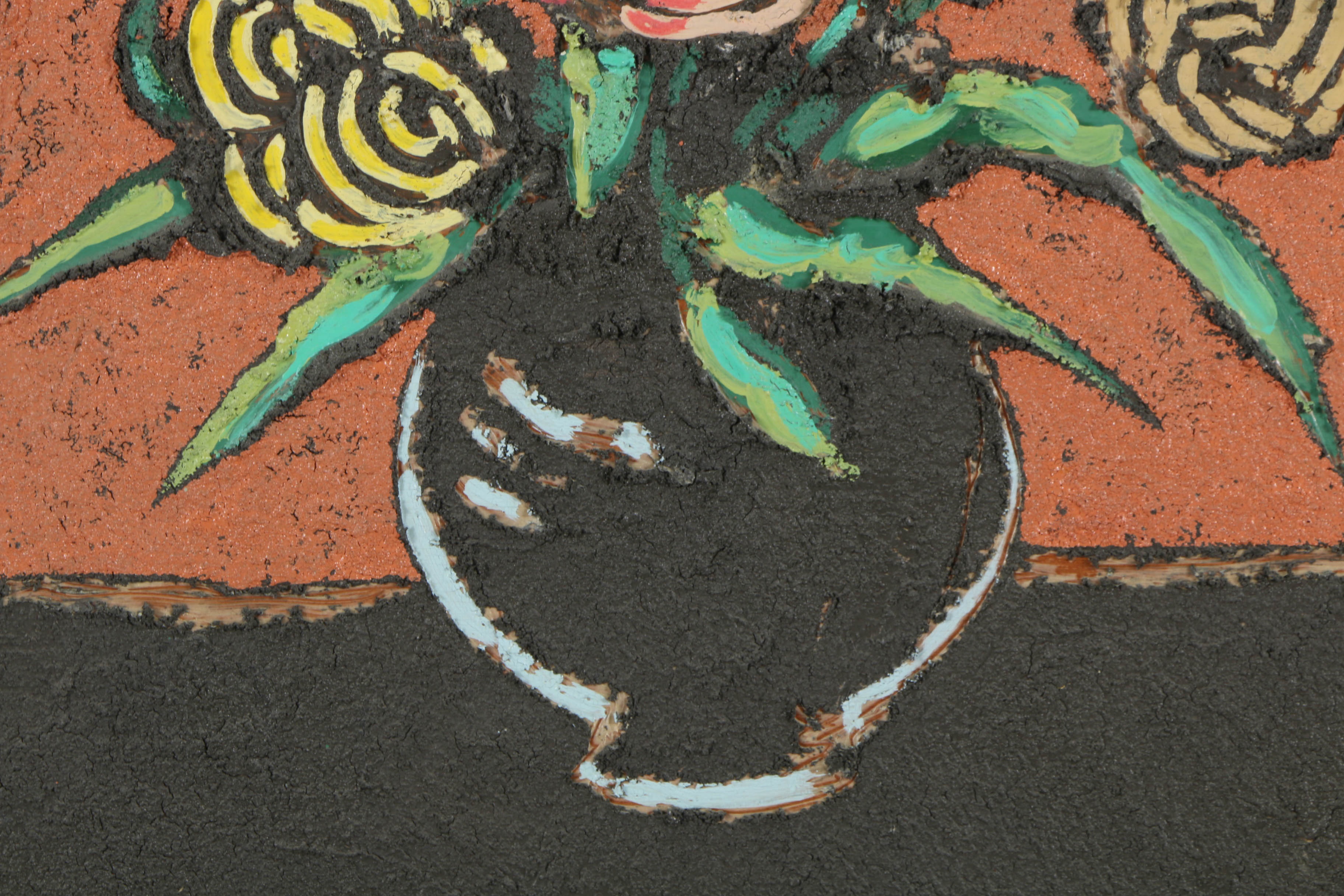 Jacques Lamy Plaster Painting on Board Floral Still Life