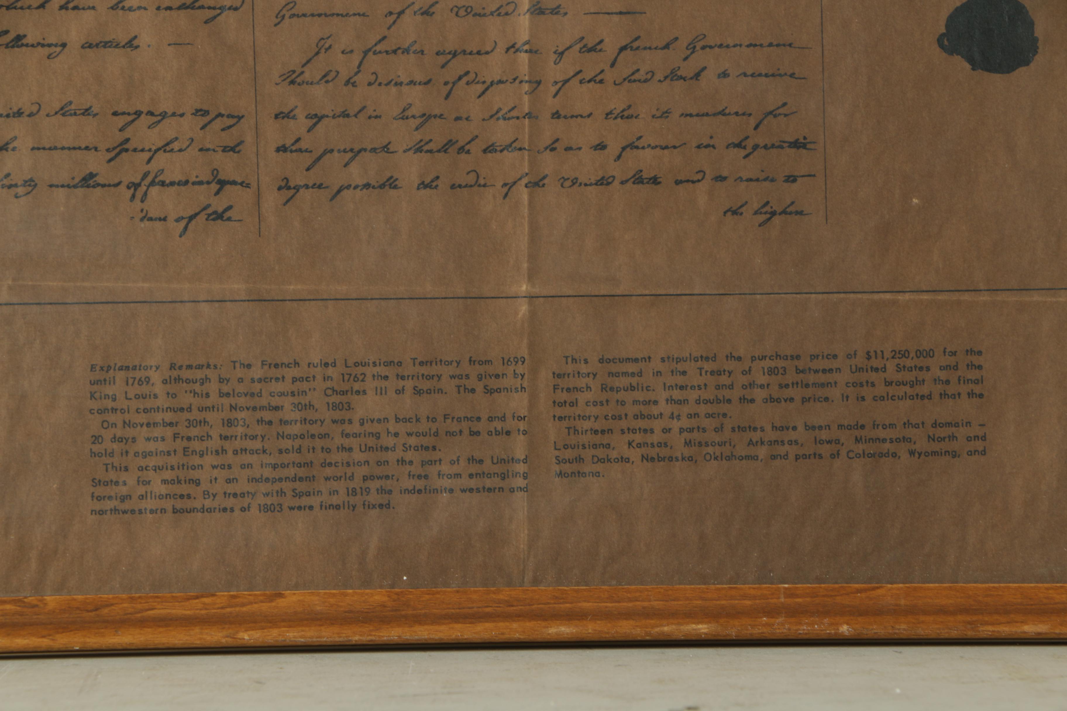 Copy of the Louisiana Purchase in Frame