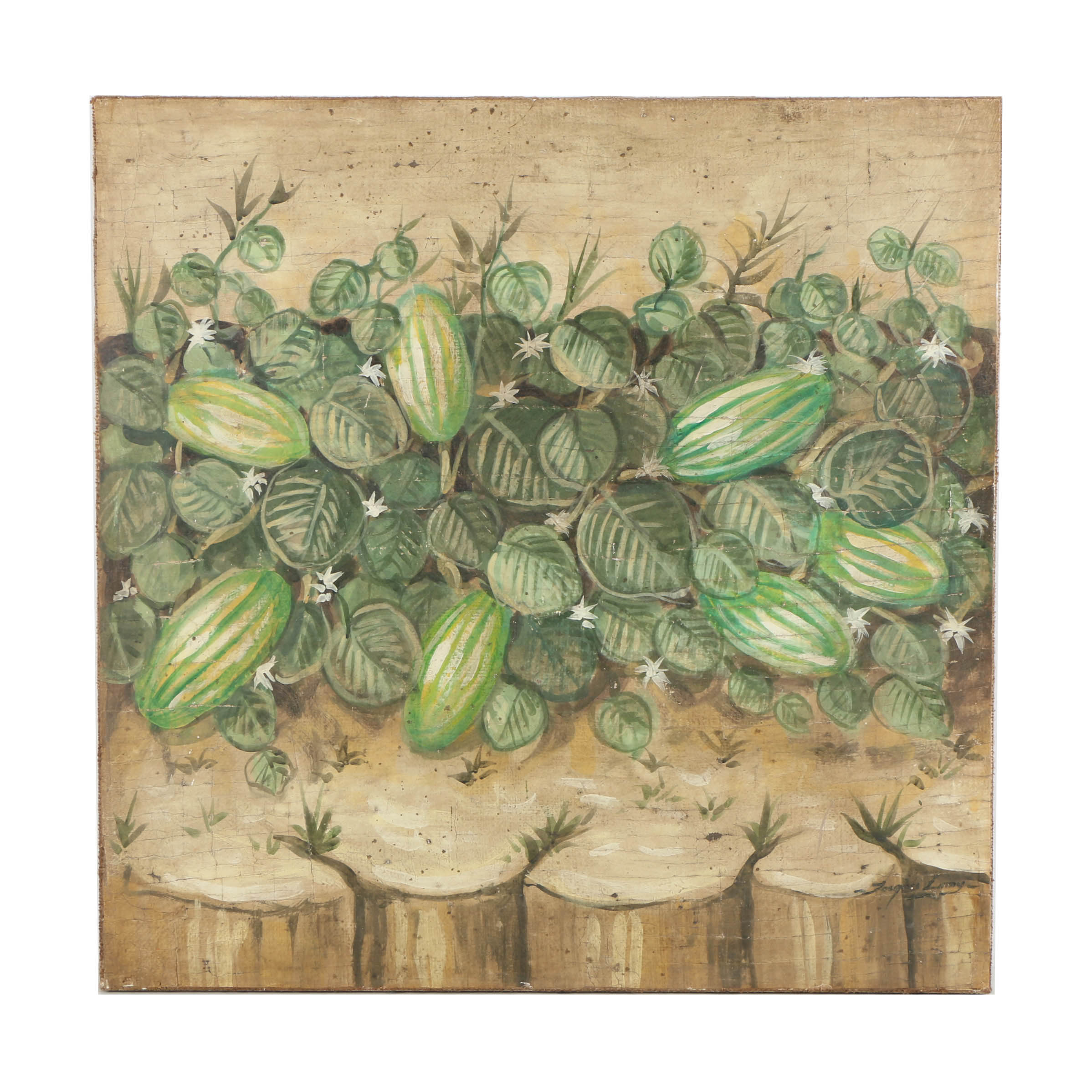 Jacques Lamy Fresco Painting on Burlap