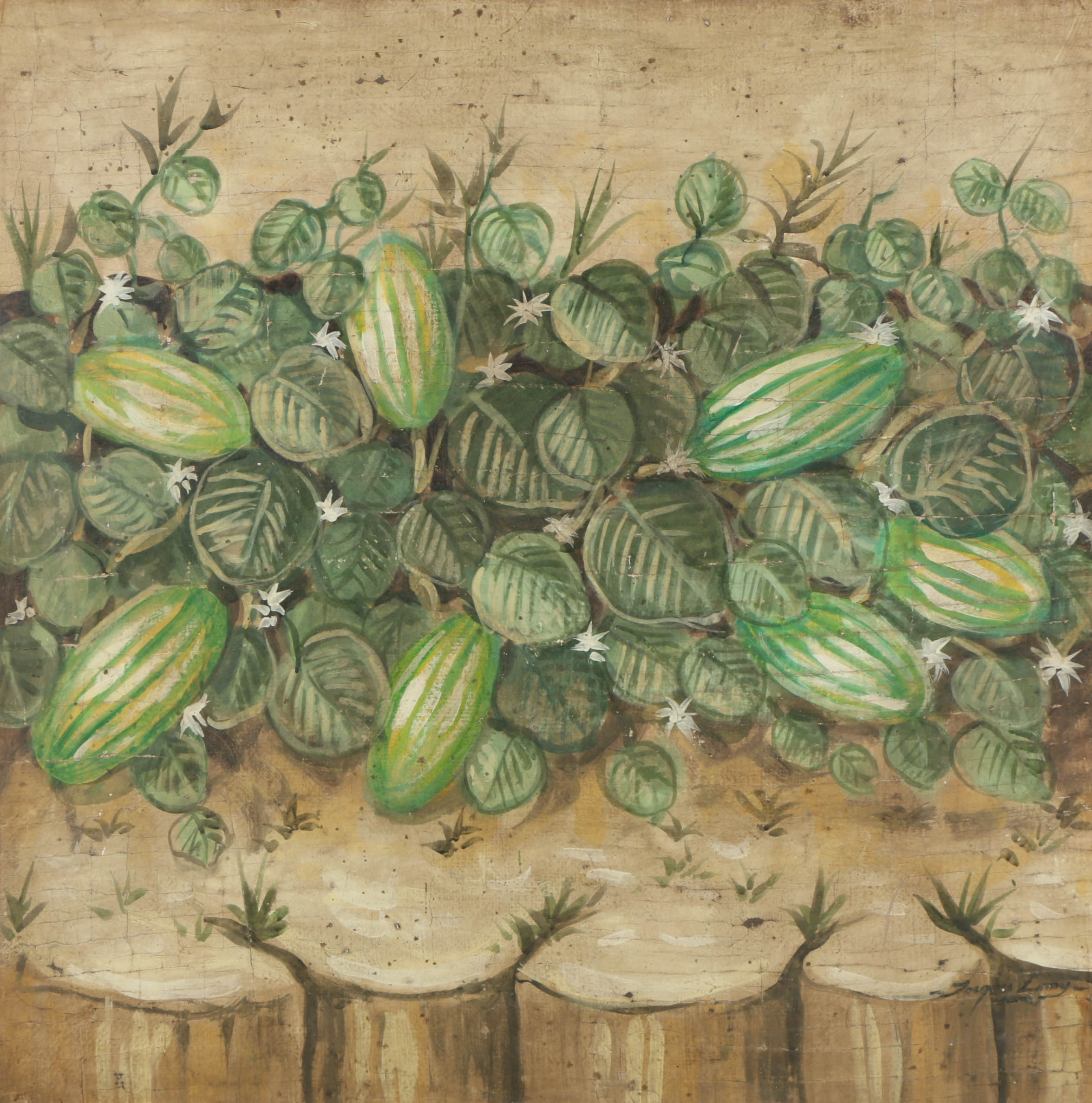 Jacques Lamy Fresco Painting on Burlap