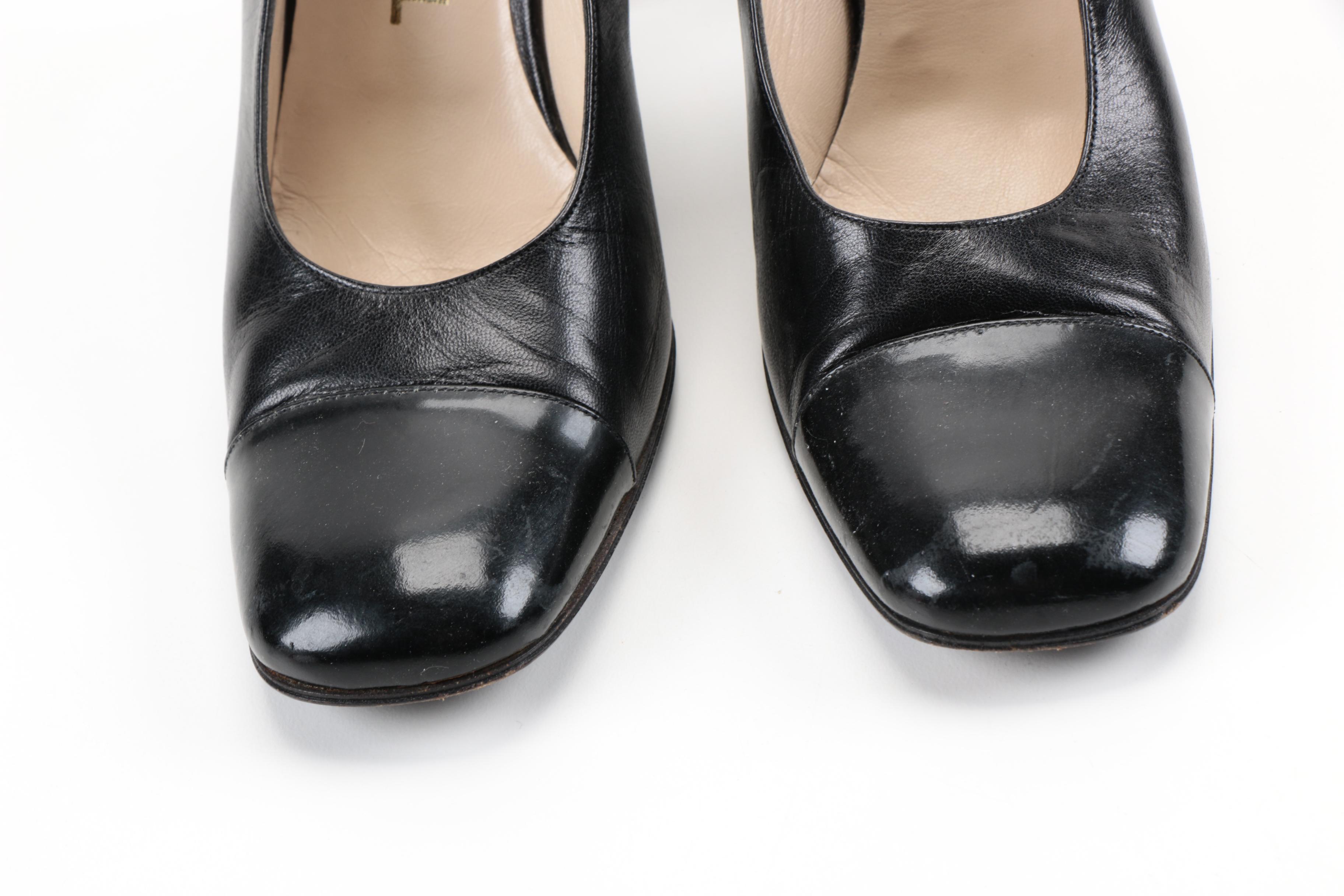 Chanel Black Leather Slingback Heels