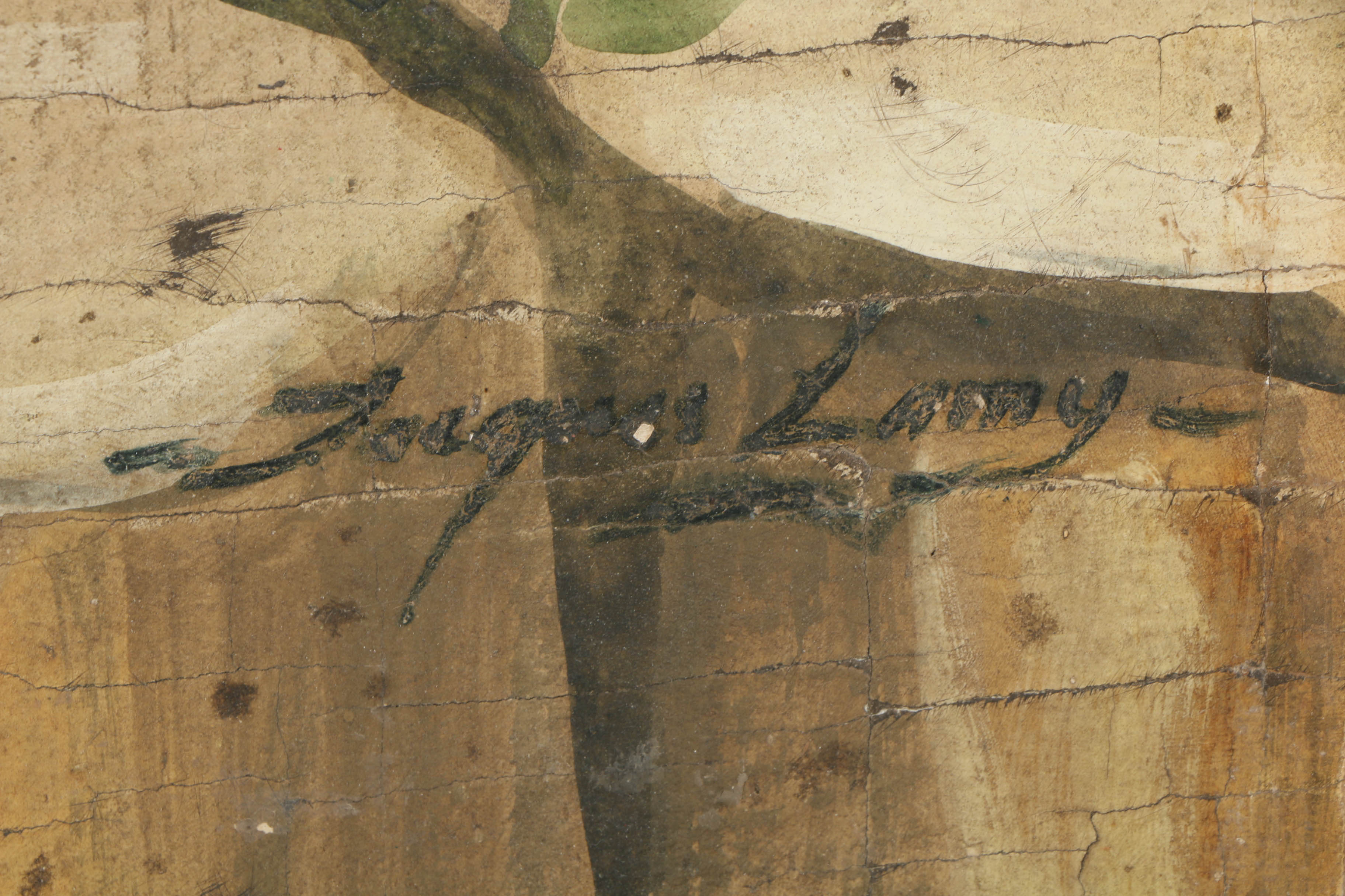 Jacques Lamy Fresco Painting on Burlap