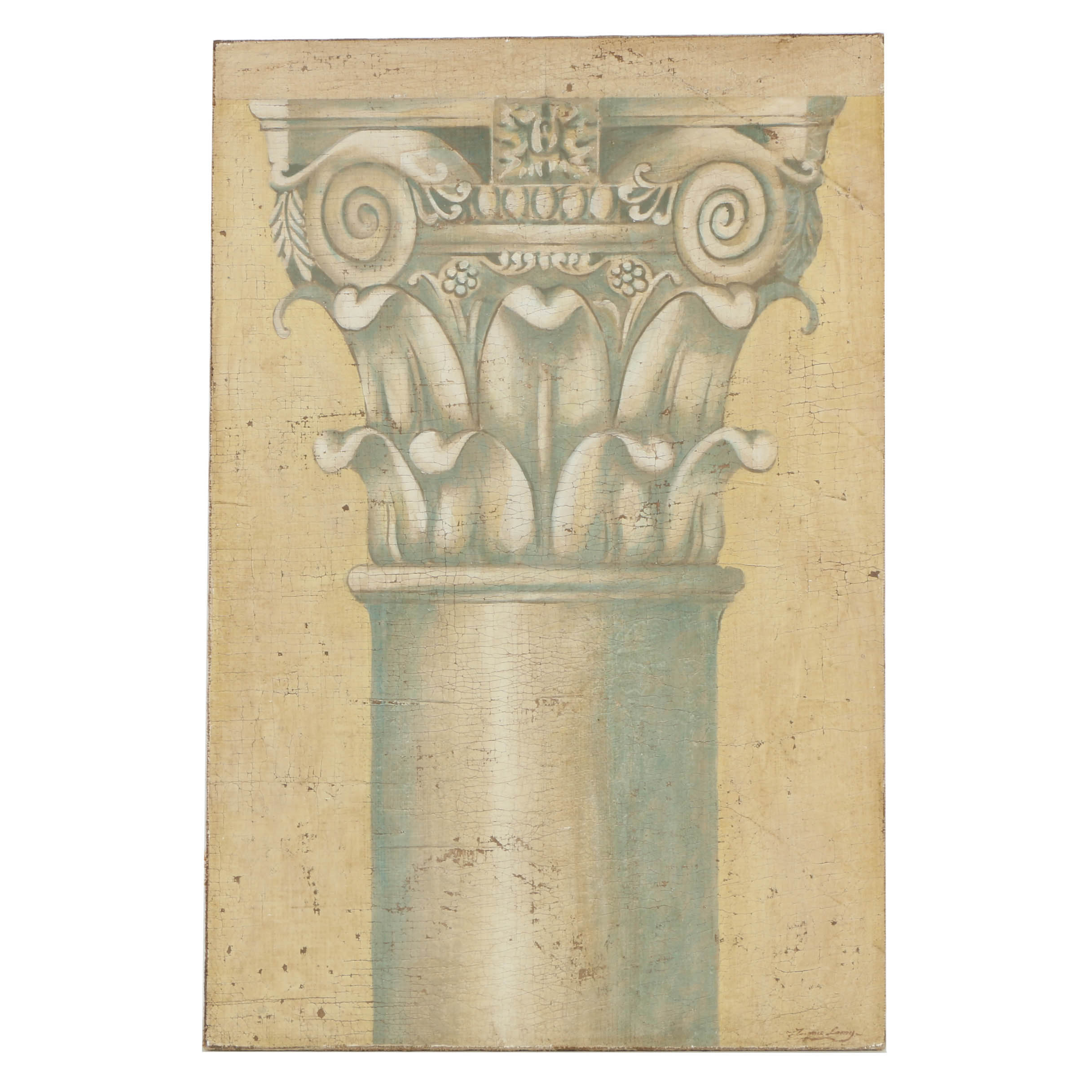Jacques Lamy Fresco Painting on Burlap of a Corinthian Column