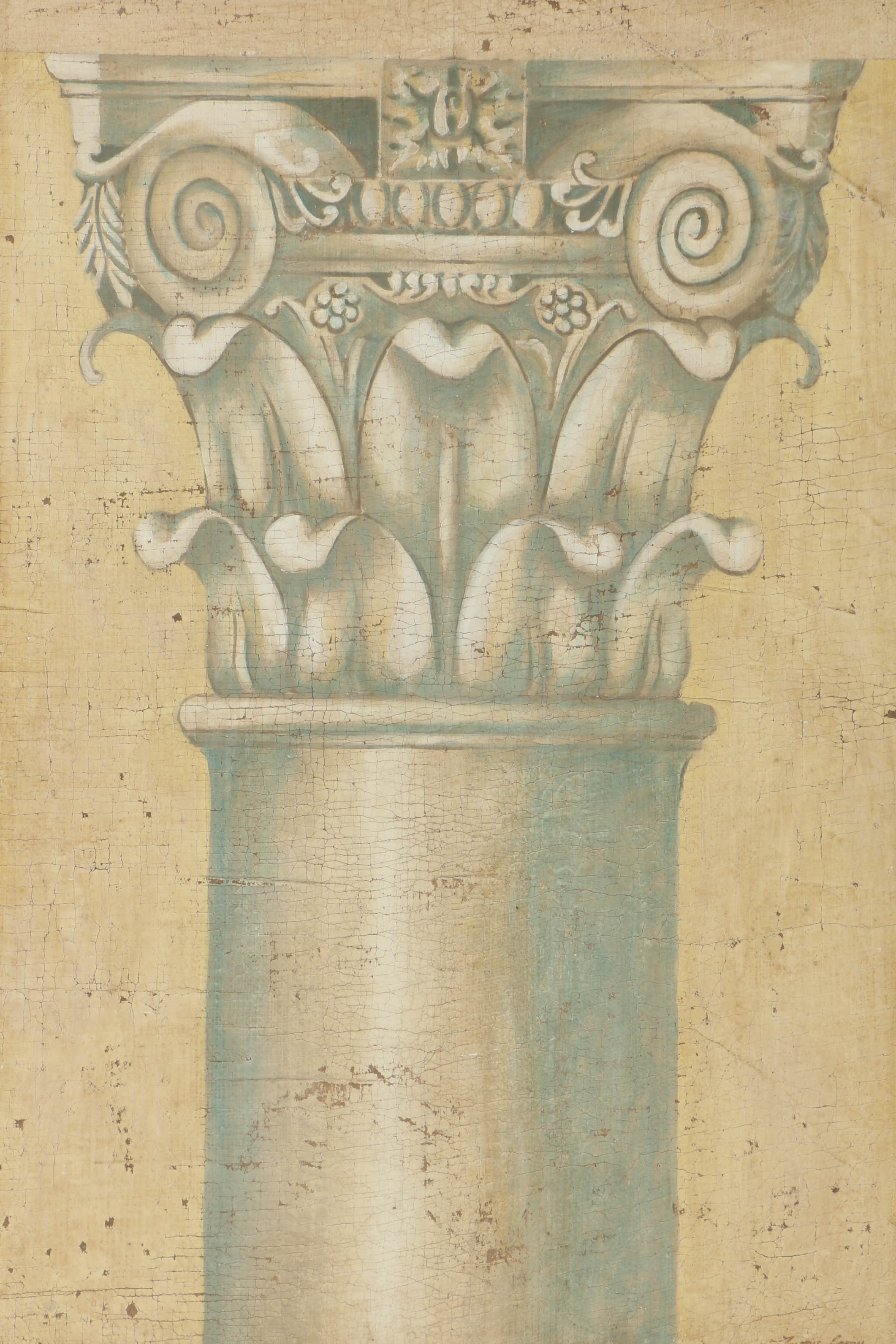 Jacques Lamy Fresco Painting on Burlap of a Corinthian Column