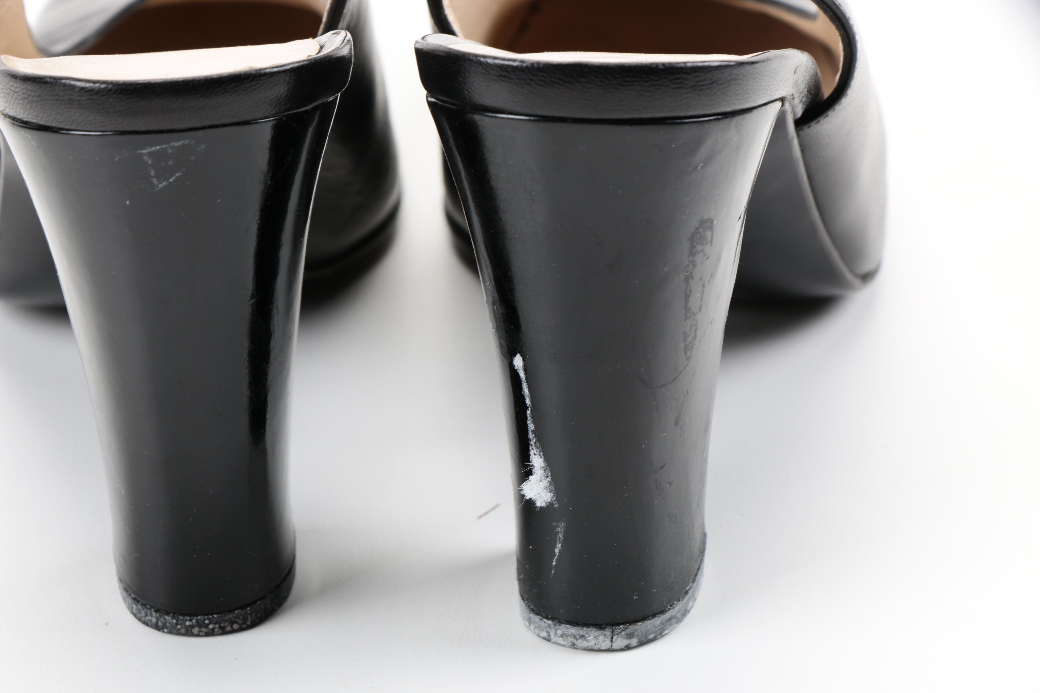 Chanel Black Leather Slingback Heels