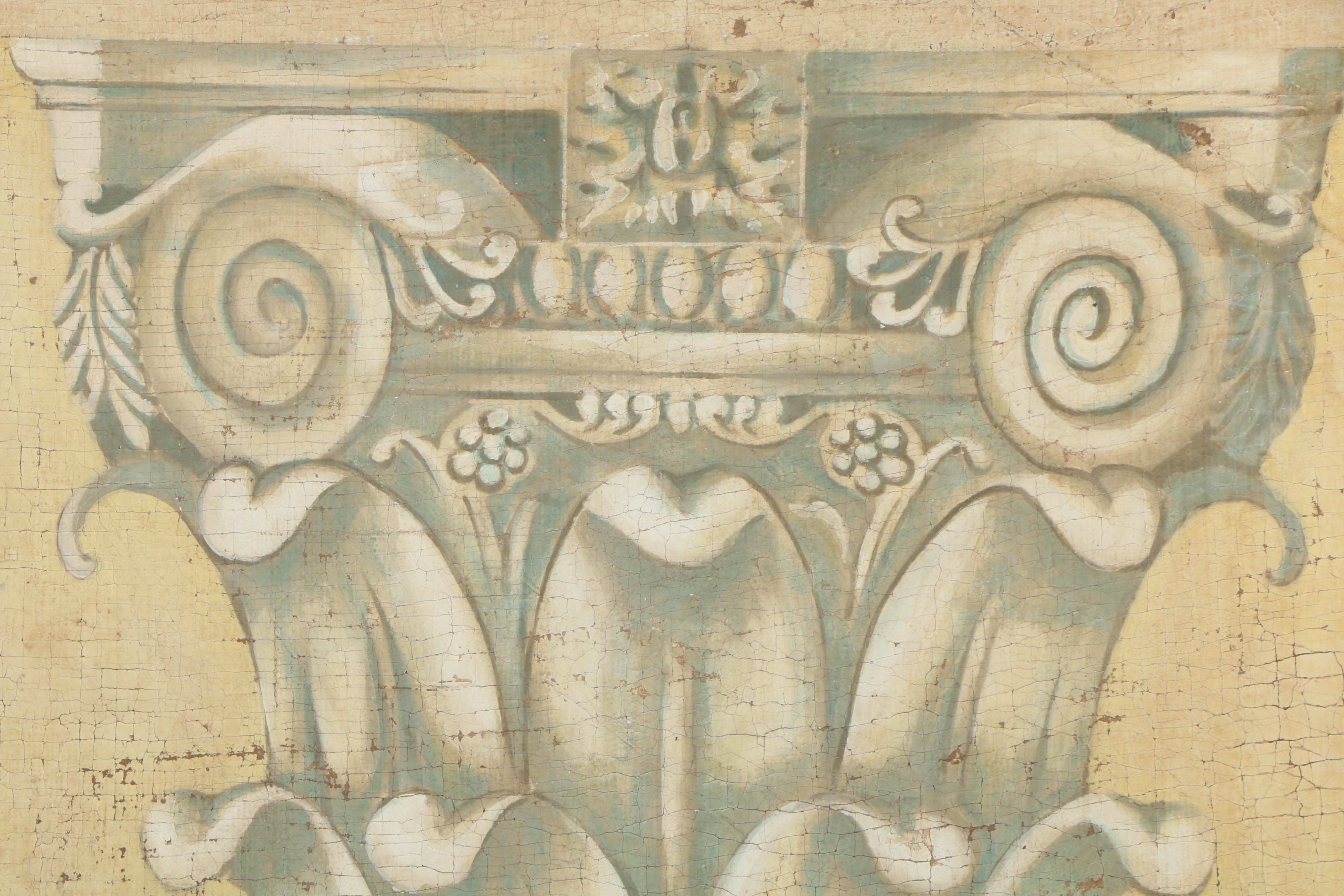 Jacques Lamy Fresco Painting on Burlap of a Corinthian Column