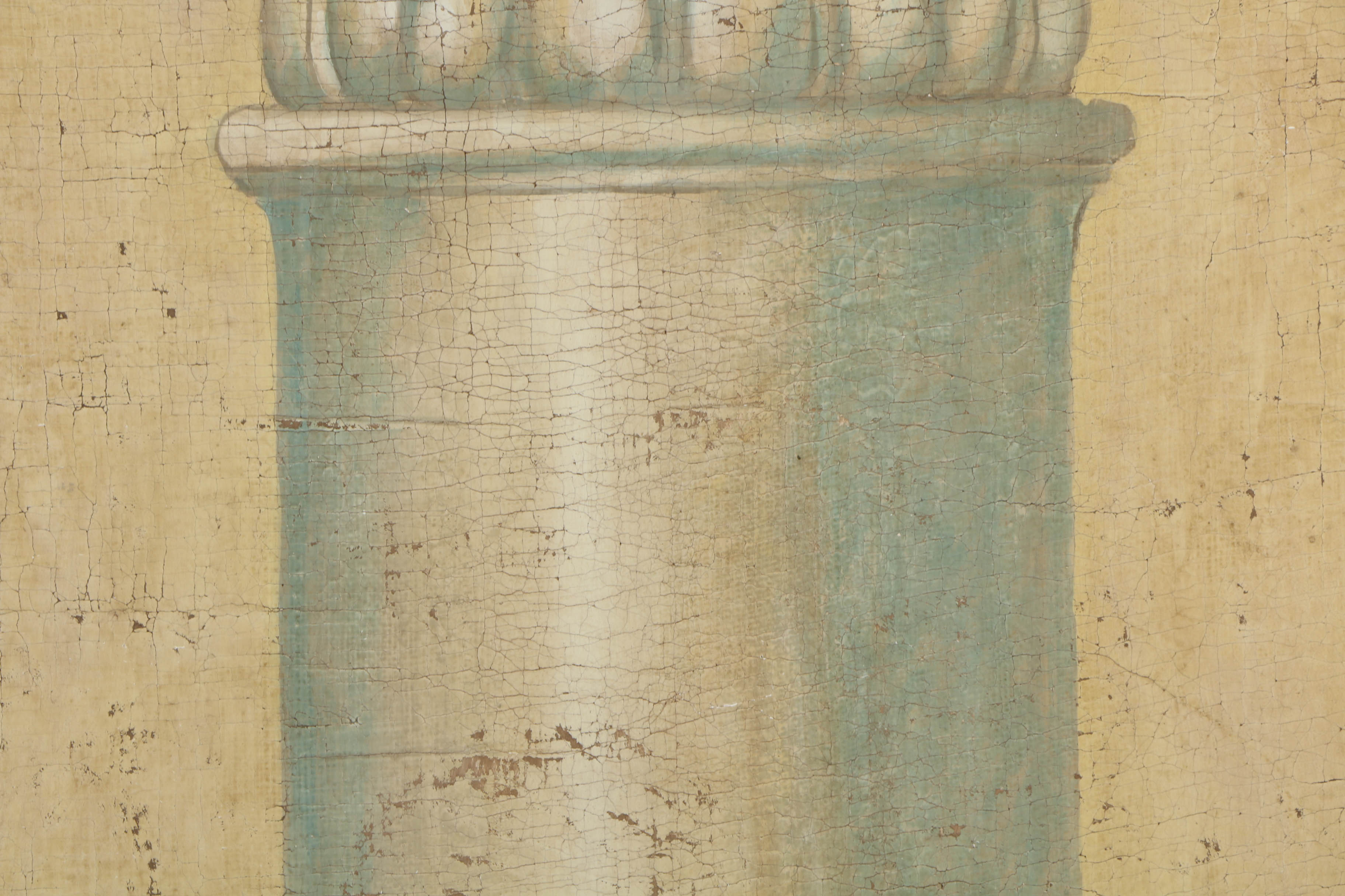 Jacques Lamy Fresco Painting on Burlap of a Corinthian Column
